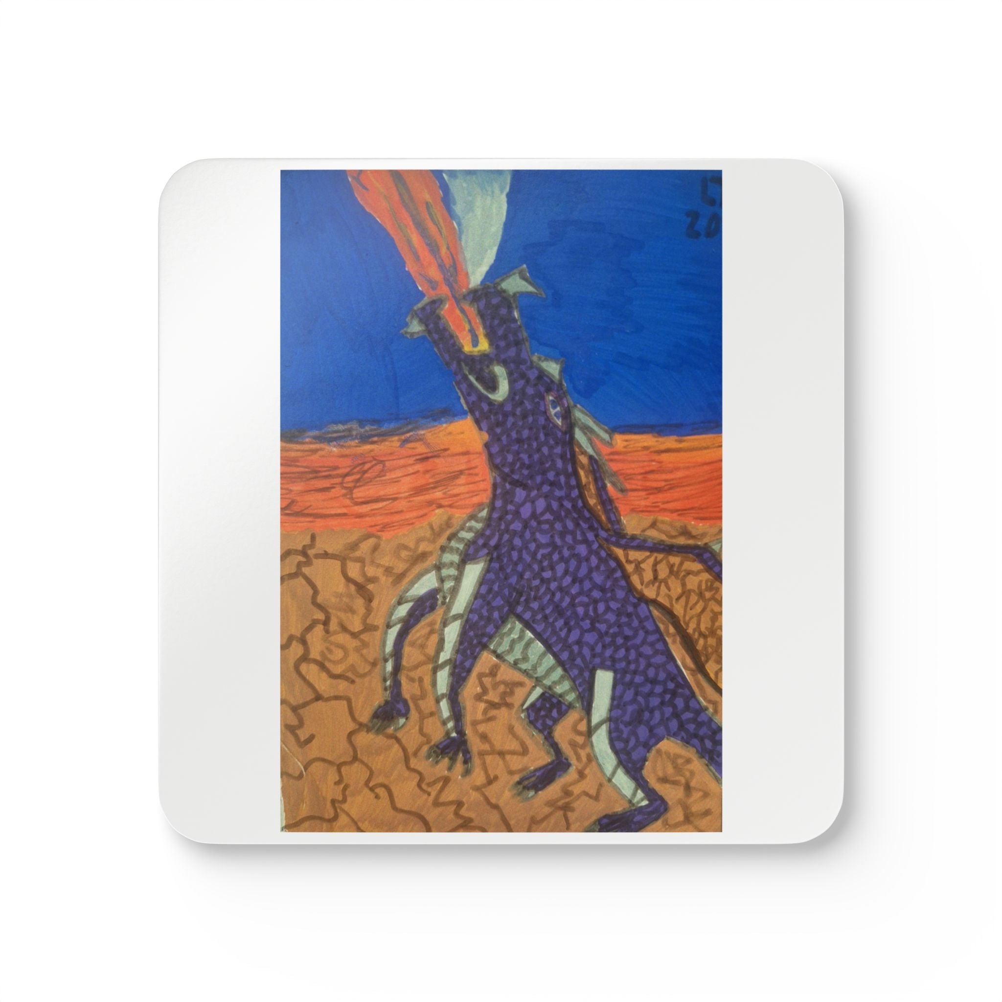 Purple Dragon Cork Coaster Set — Colorful  Drink Coasters