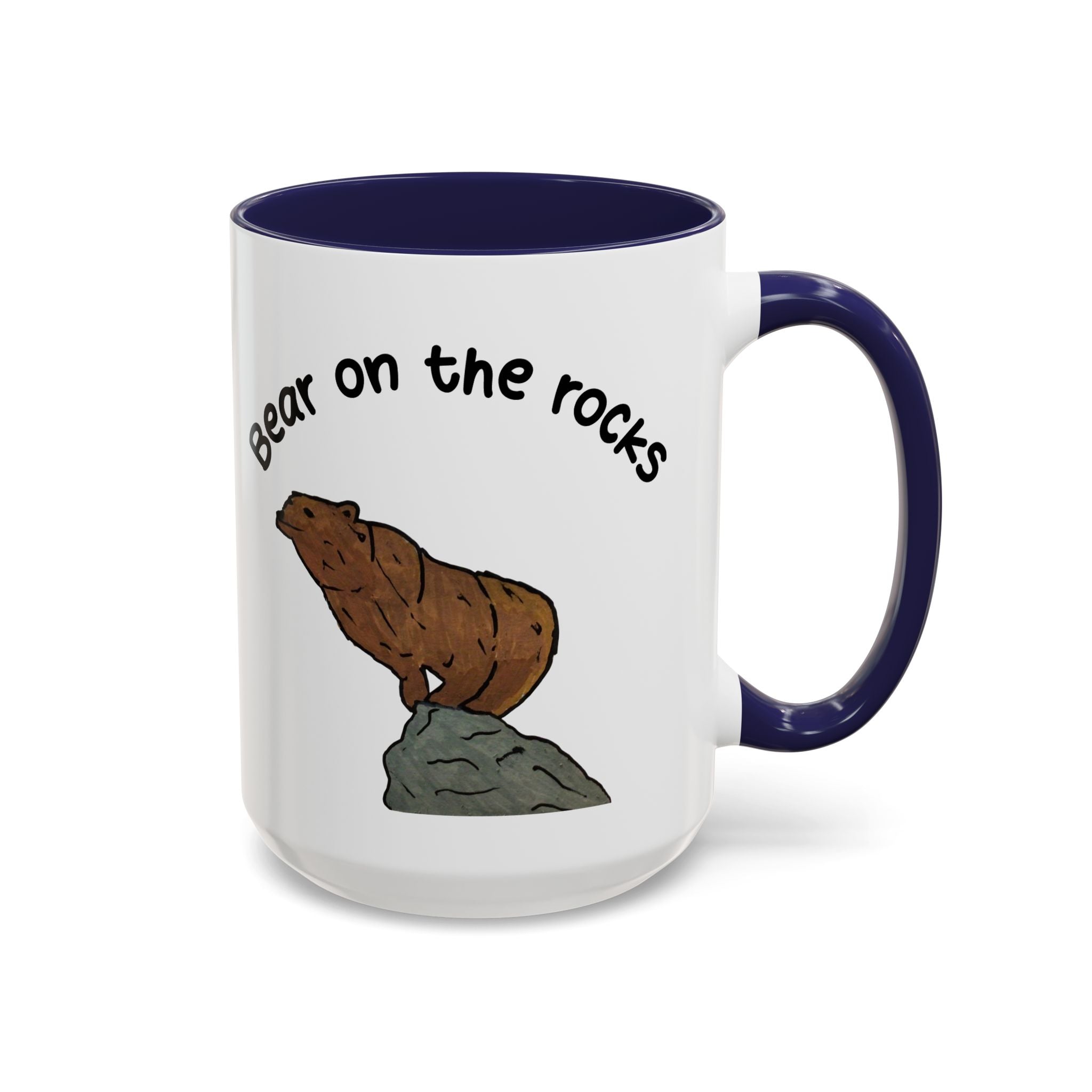 Rocky | Bear on the Rocks Accent Mug (11oz & 15oz) — Whimsy Grr