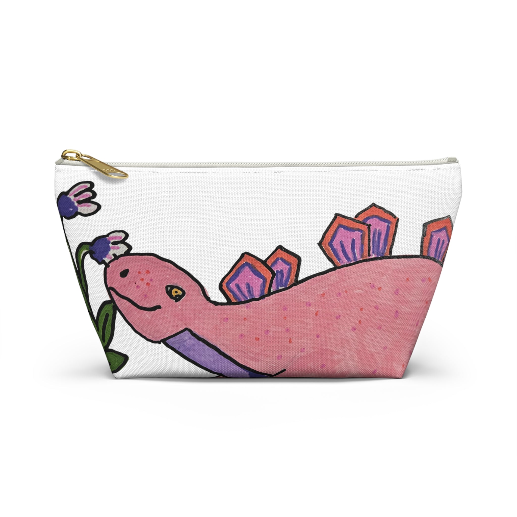 Pinky the Pink Stegosaurus Accessory Pouch — Cute Dino Makeup & Travel Bag