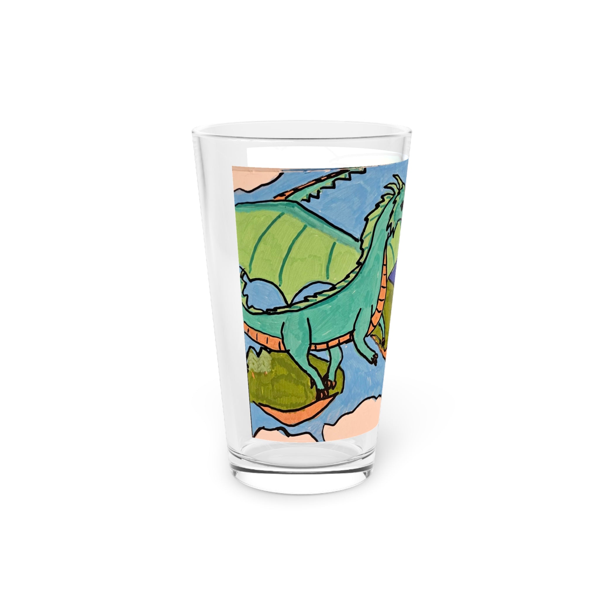 Dragon Landscape Pint Glass, 16oz — Fantasy Dragon Art Beer Glass