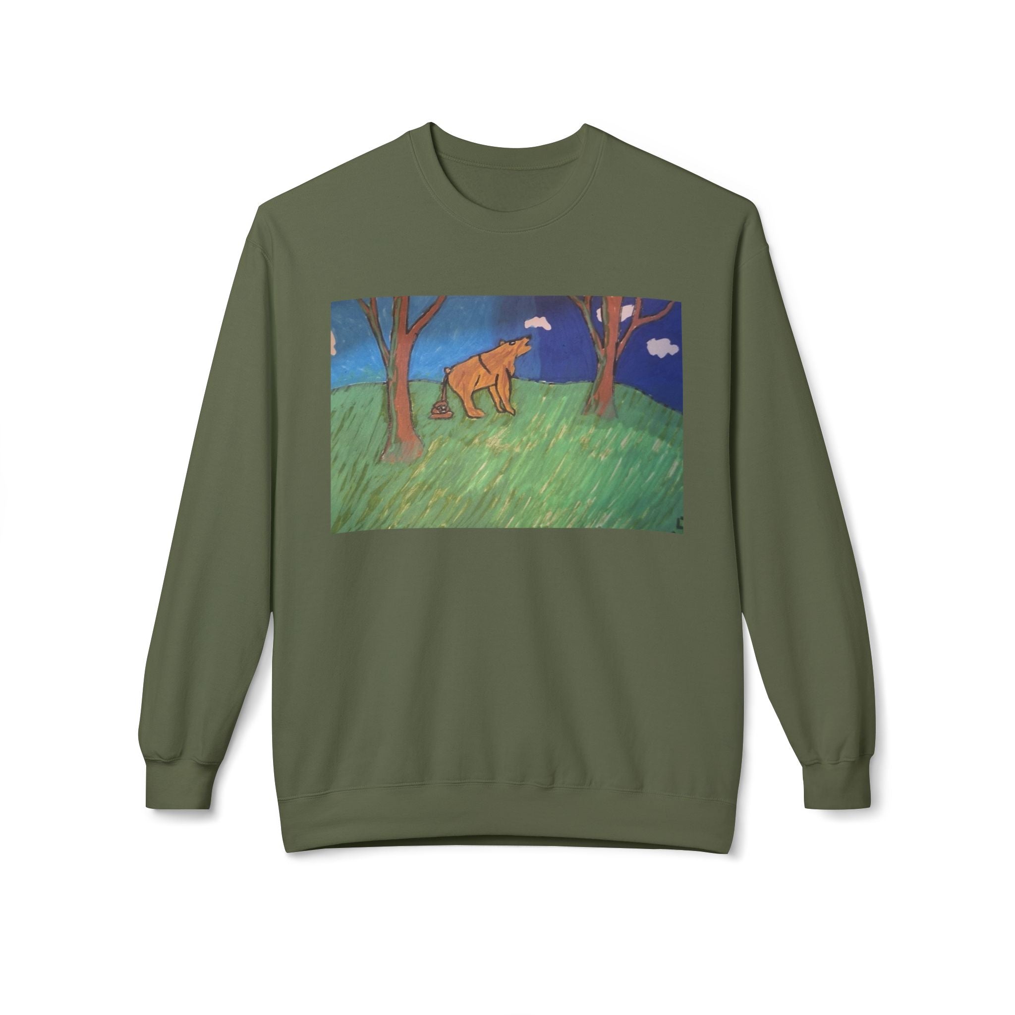 Whimsy Grr | Stinky the Bear in the Woods Crewneck Sweatshirt