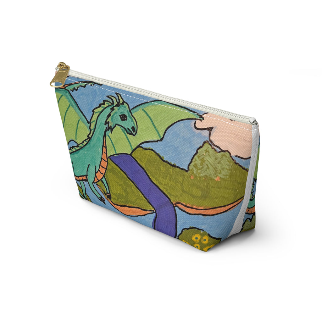 Dragon Landscape Accessory Pouch — T‑Bottom Makeup & Travel Organizer