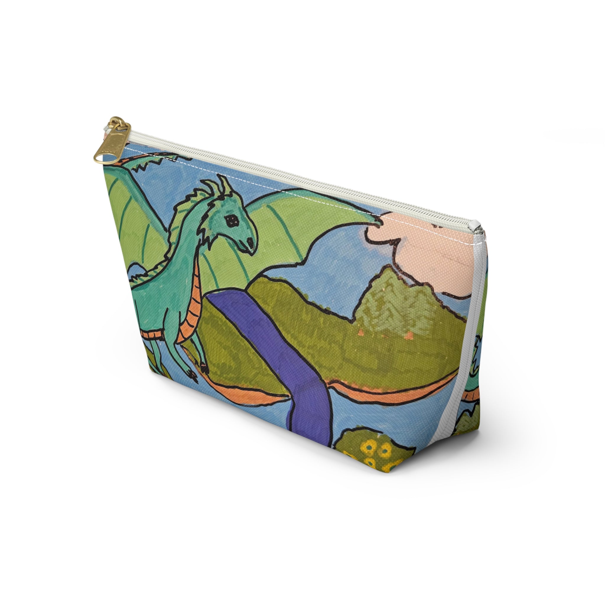 Dragon Landscape Accessory Pouch — T‑Bottom Makeup & Travel Organizer