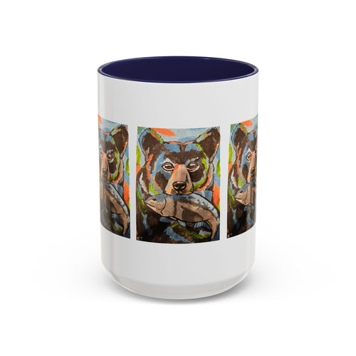 11oz Accent Mug bear with a fish