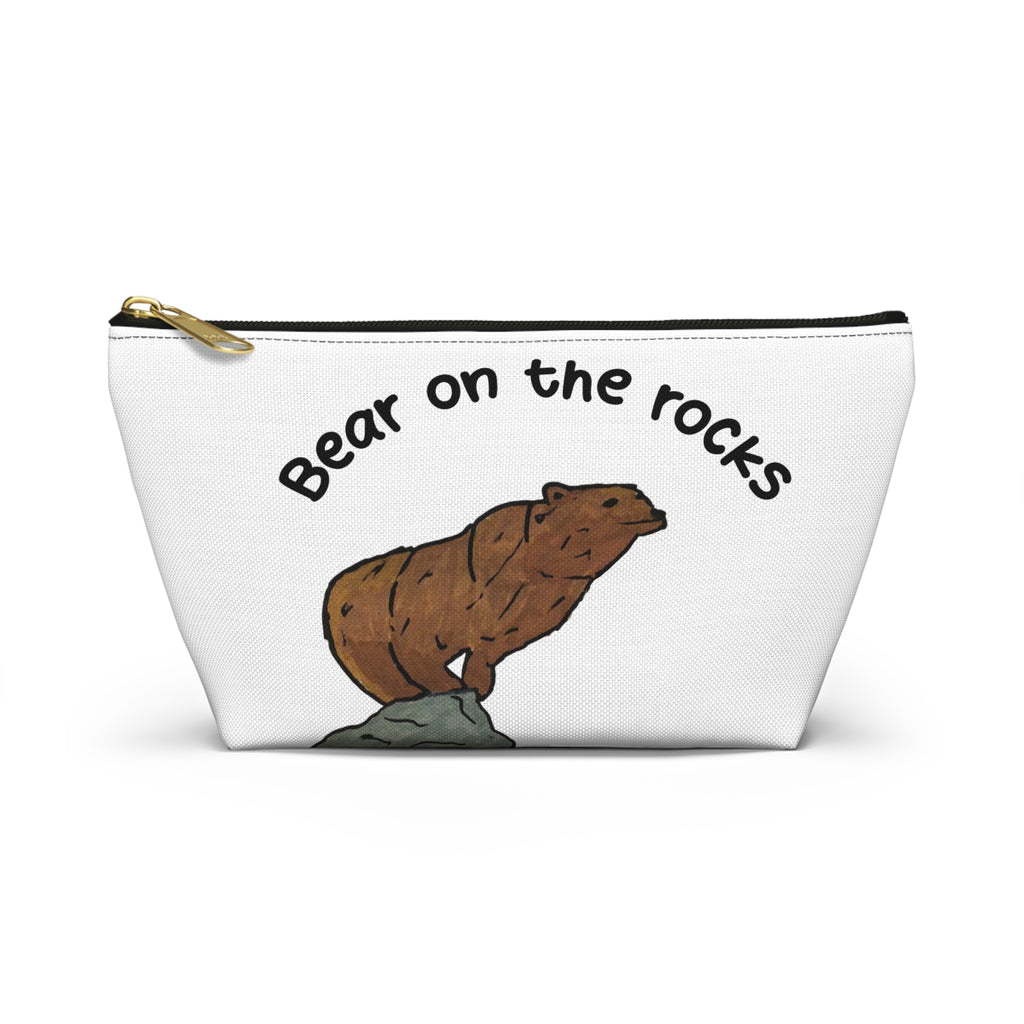 Whimsy Grr | Bear on the Rocks Accessory Pouch — Cute Wildlife Makeup & Travel Bag