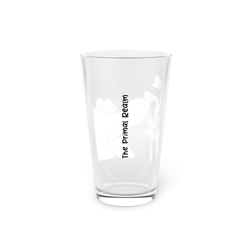 Pink Stegosaurus Floral Pint Glass — Cute 16oz Dino Beer & Drinkware