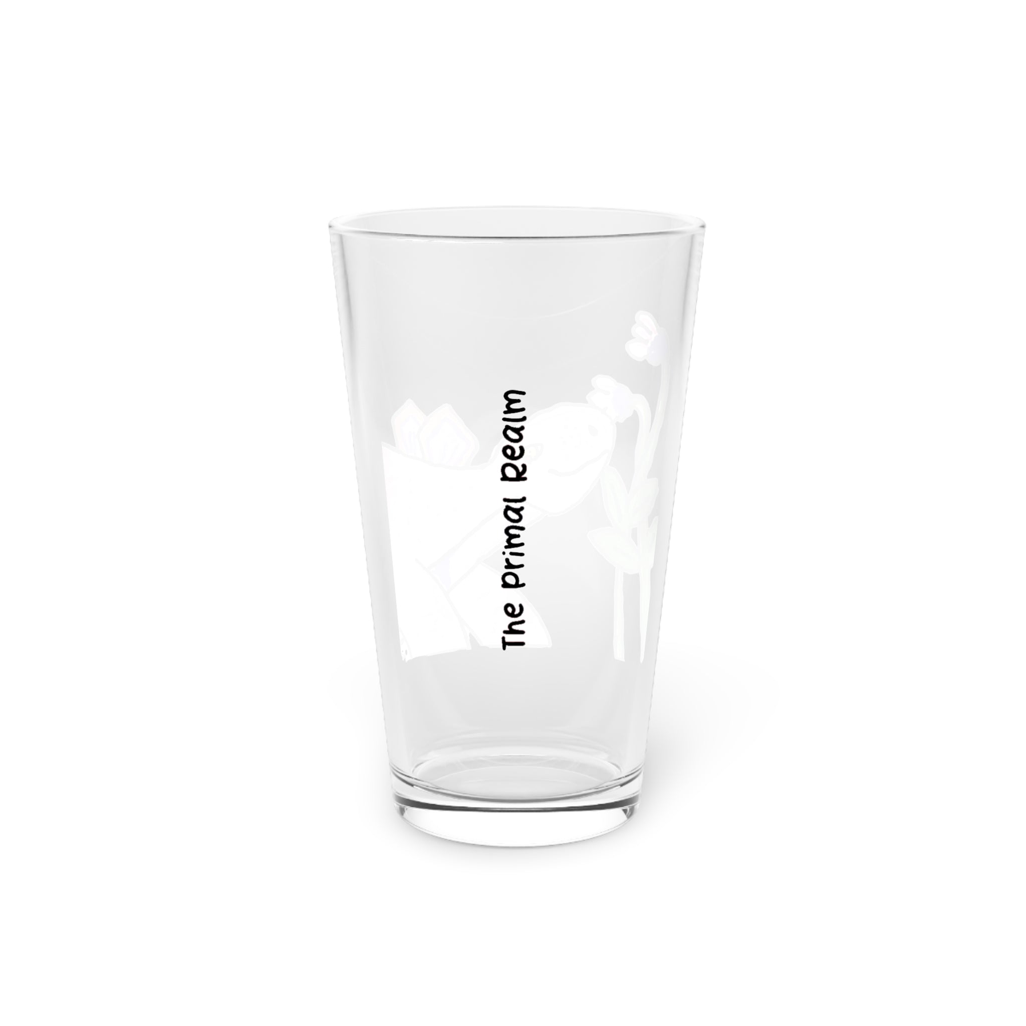 Pink Stegosaurus Floral Pint Glass — Cute 16oz Dino Beer & Drinkware