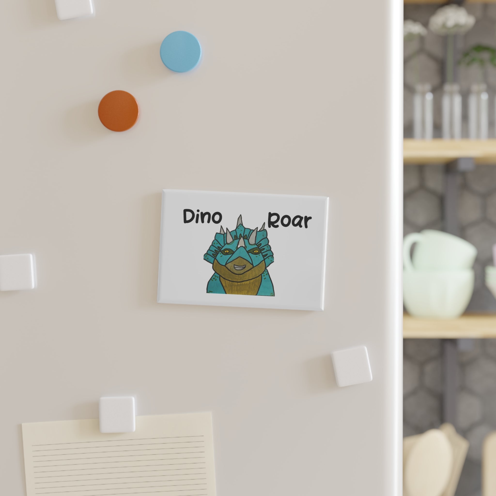 Dino Roar Button Magnet, Rectangle