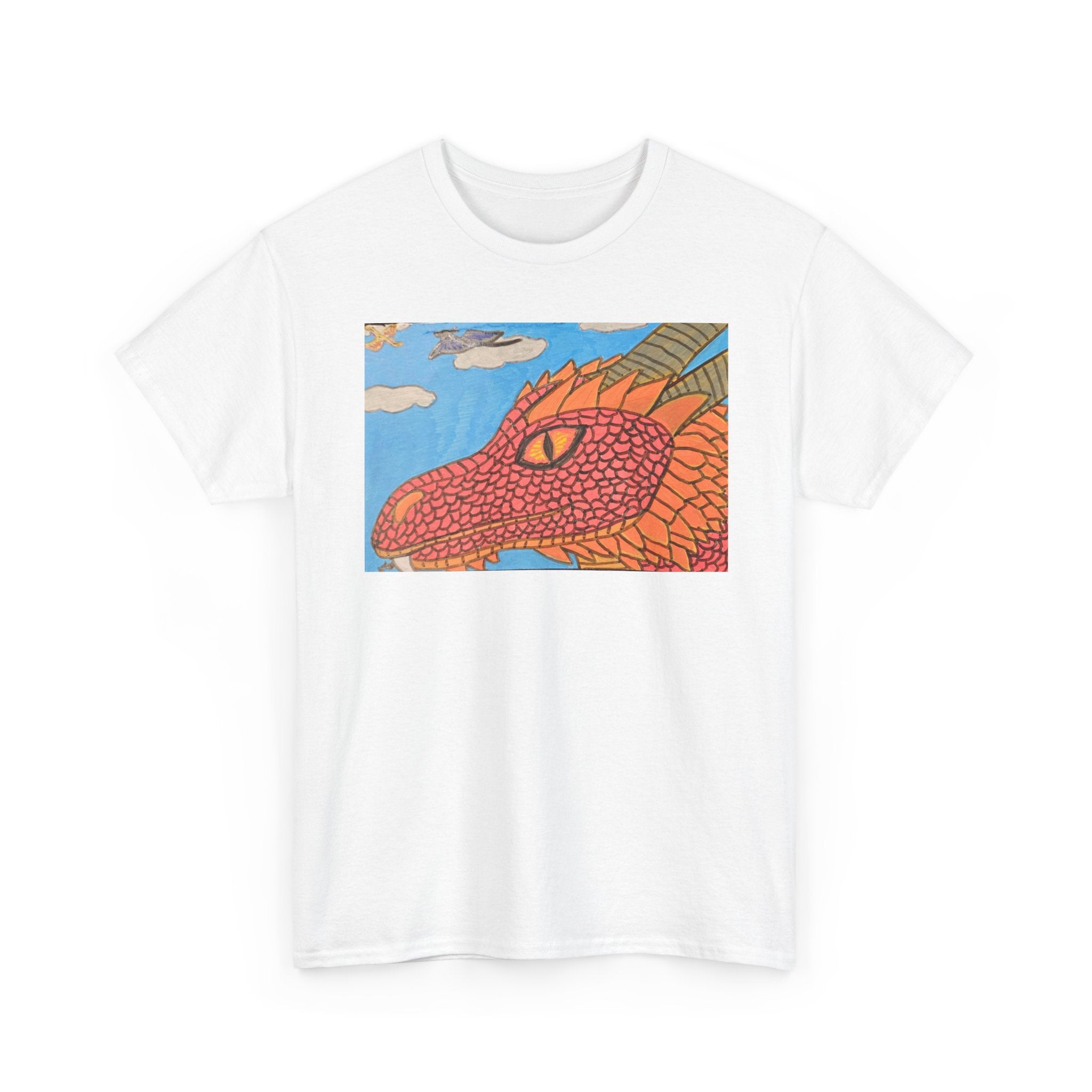 Dragon Sky Graphic Tee - Colorful Mythical Doodle Illustration T-Shirt