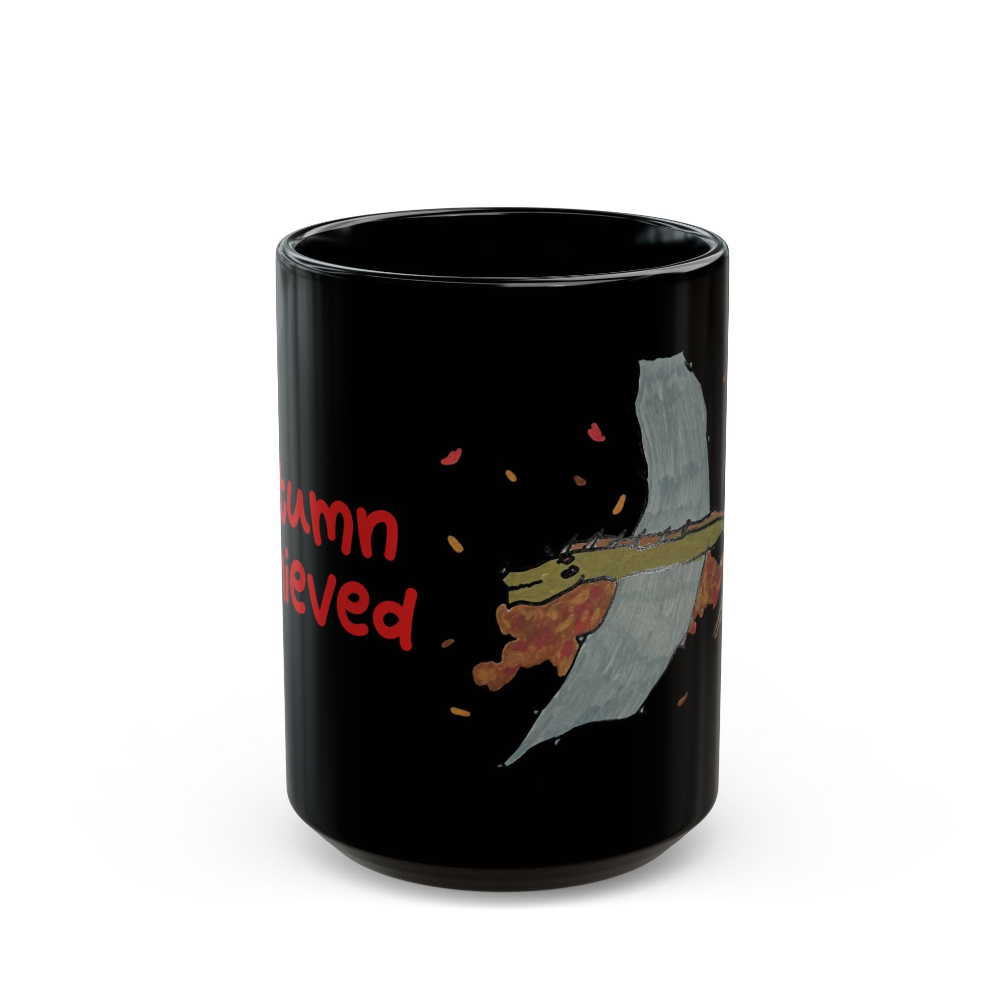 Black Ceramic Mug — Brachy Red Tree Silhouette Coffee Cup (11oz/15oz)