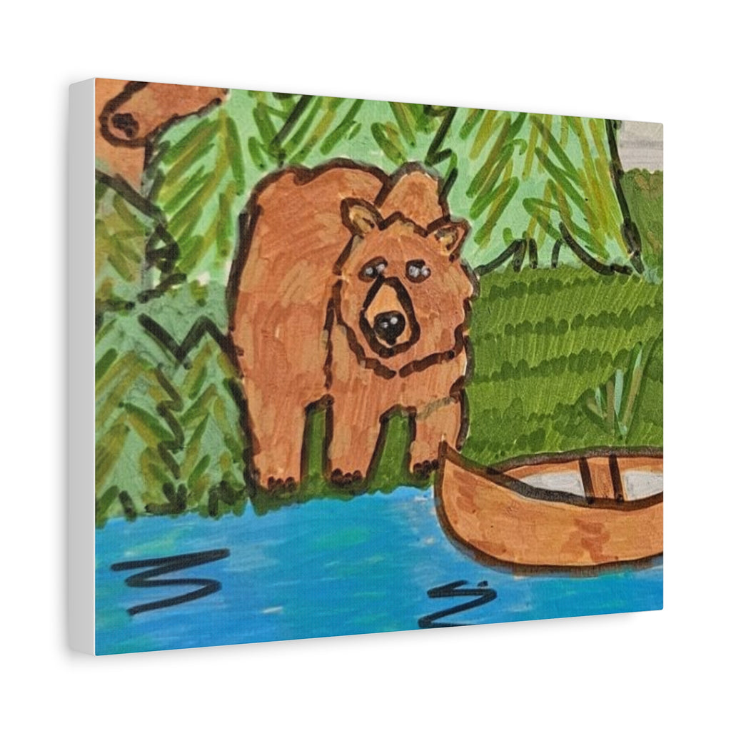 Whimsy Grr | Cabin Bear Matte Canvas Wall Art
