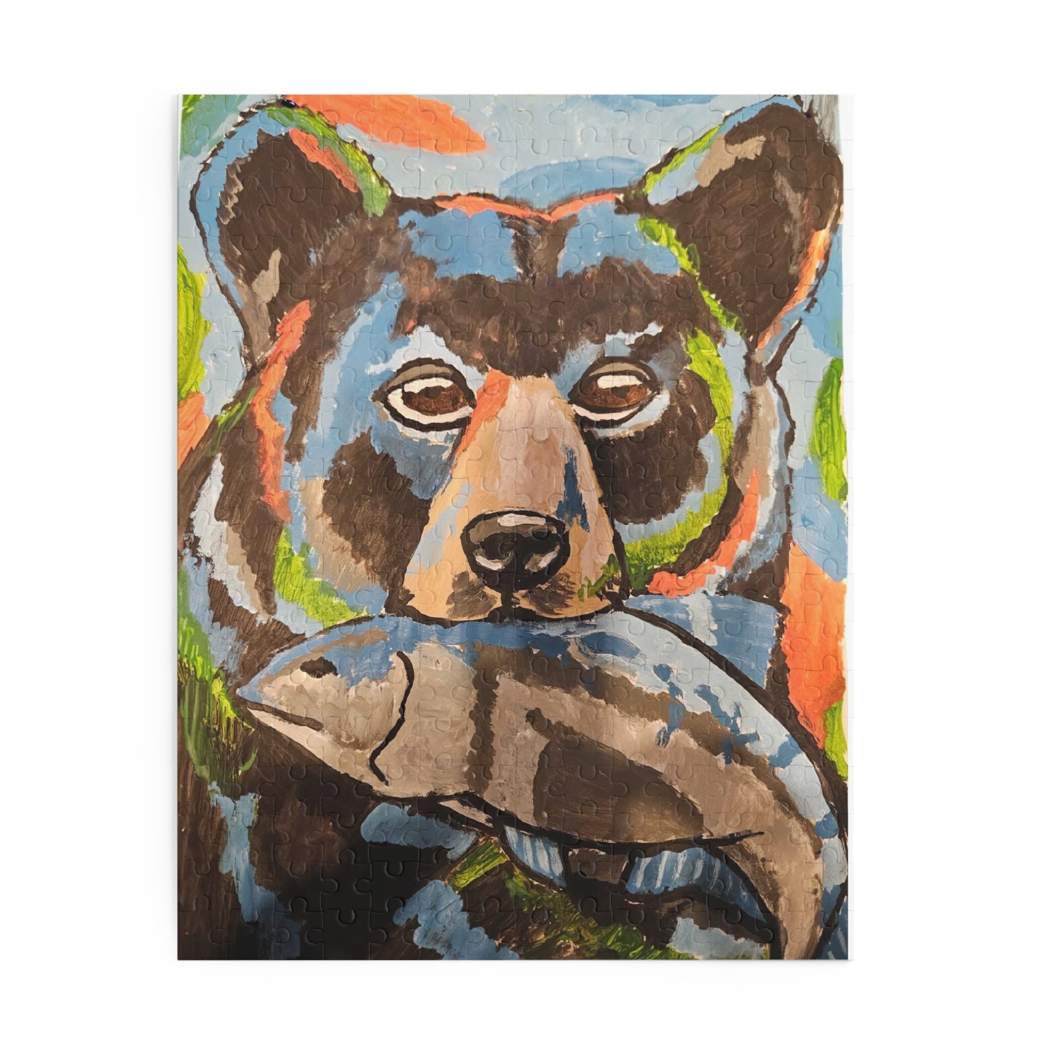 Bear with Fish Puzzle – Colorful Wildlife Art Jigsaw (120/252/500 pcs)