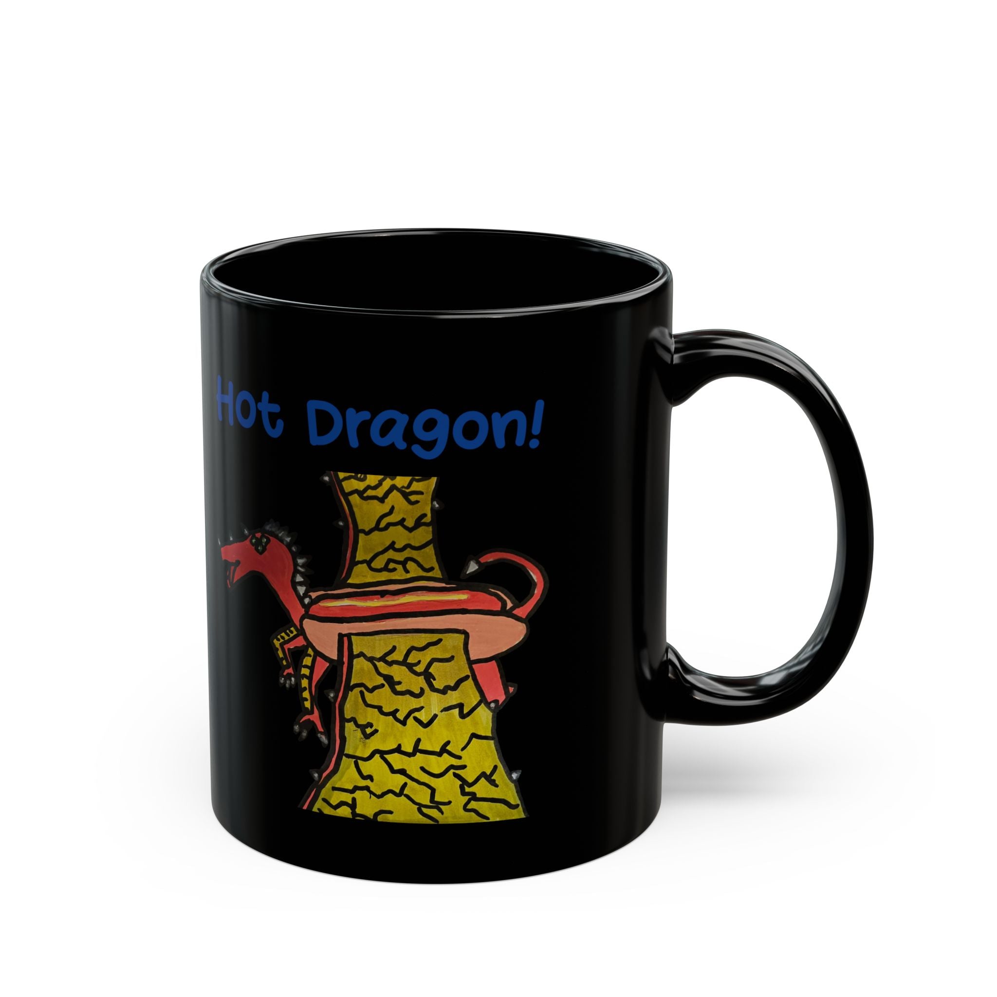 Black Ceramic Mug — fantasy puppy hot dragon Coffee Cup (11oz/15oz)