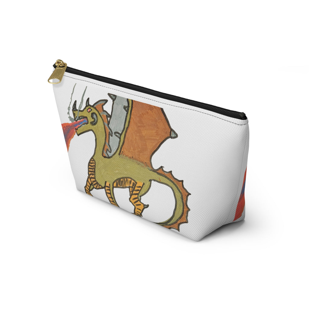 No Wings No Glory Accessory Pouch — Whimsical Hand-Drawn Dragon Makeup Bag