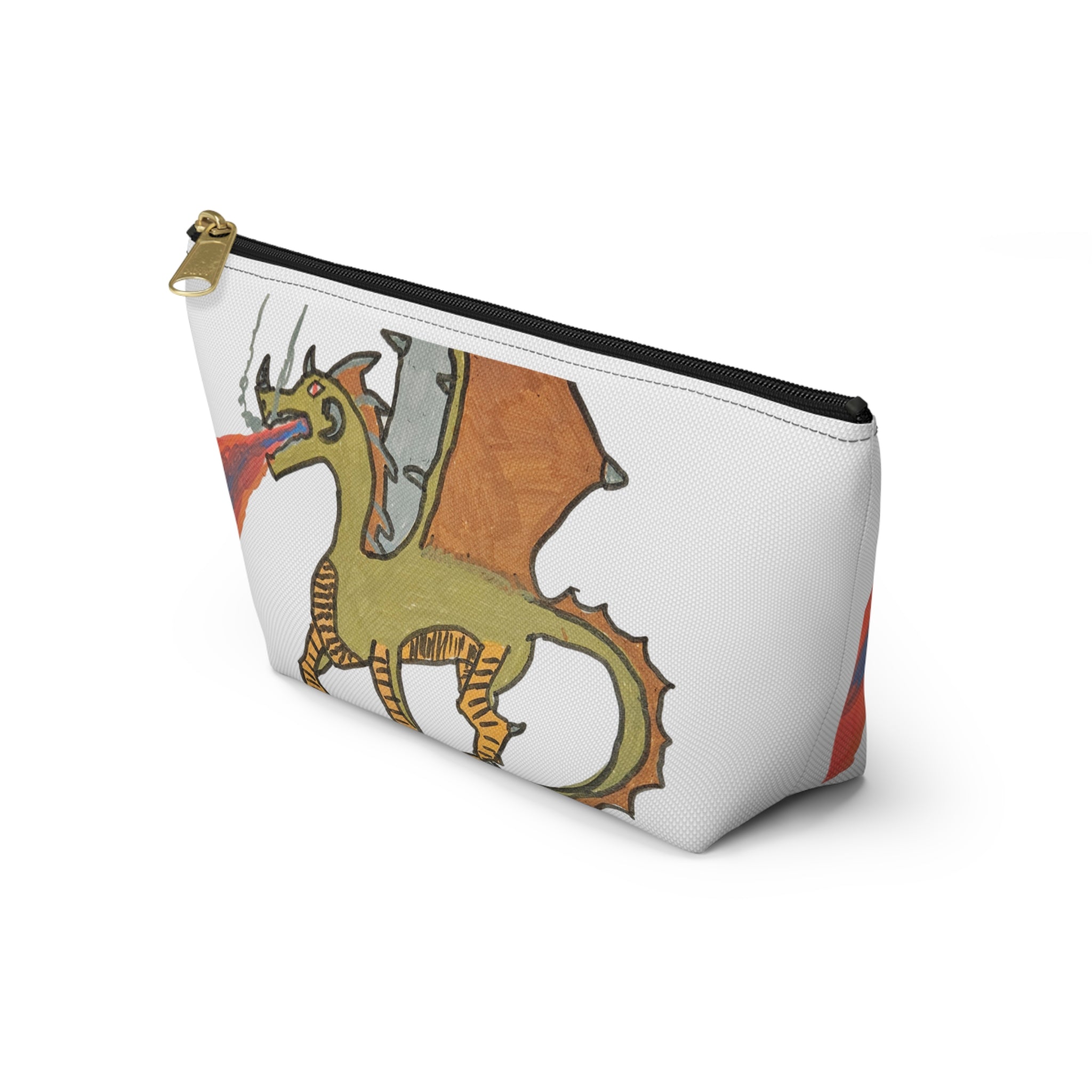 No Wings No Glory Accessory Pouch — Whimsical Hand-Drawn Dragon Makeup Bag