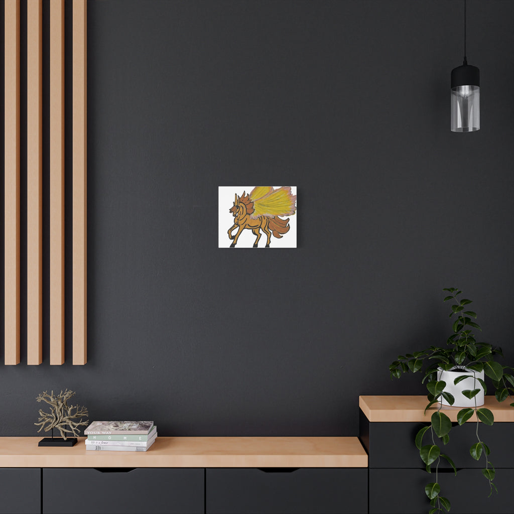 Golden Pegasus Canvas Print — Whimsical Winged Horse Wall Art