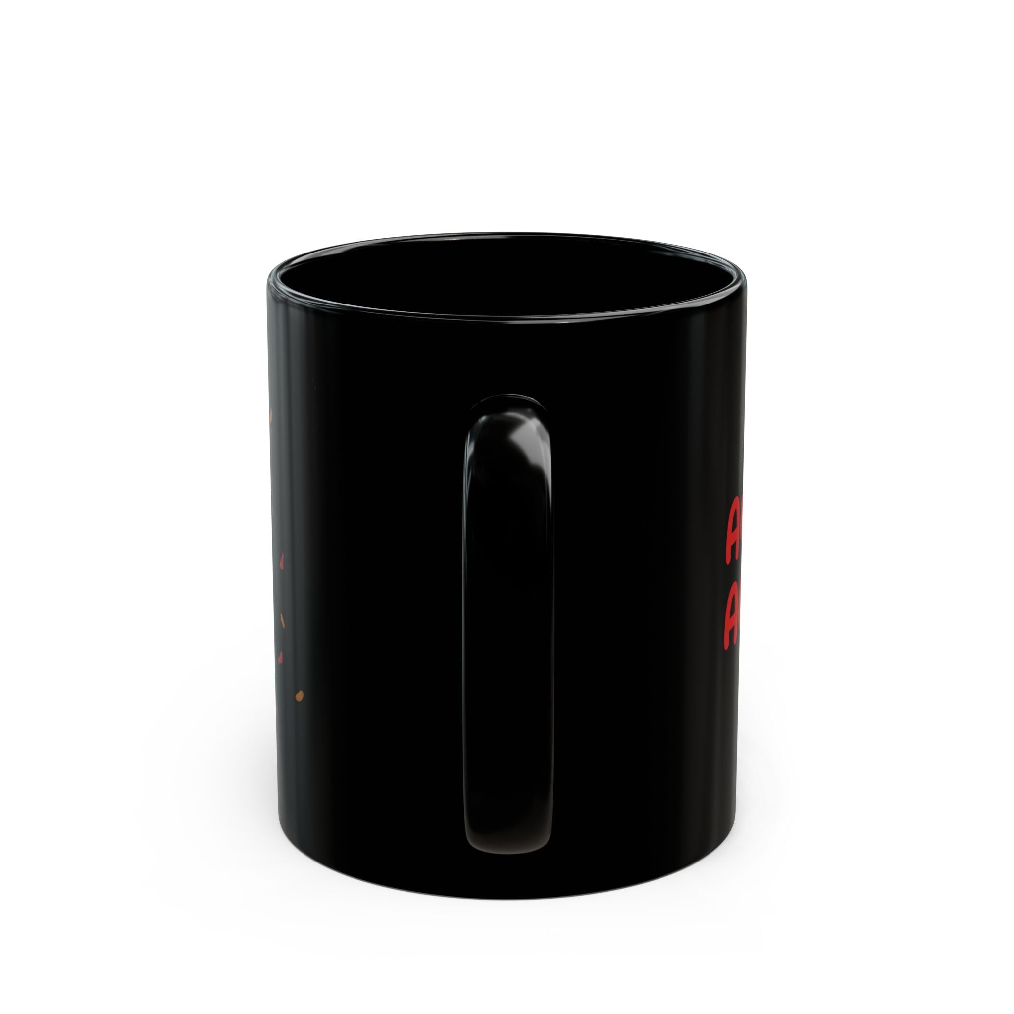 Black Ceramic Mug — Brachy Red Tree Silhouette Coffee Cup (11oz/15oz)