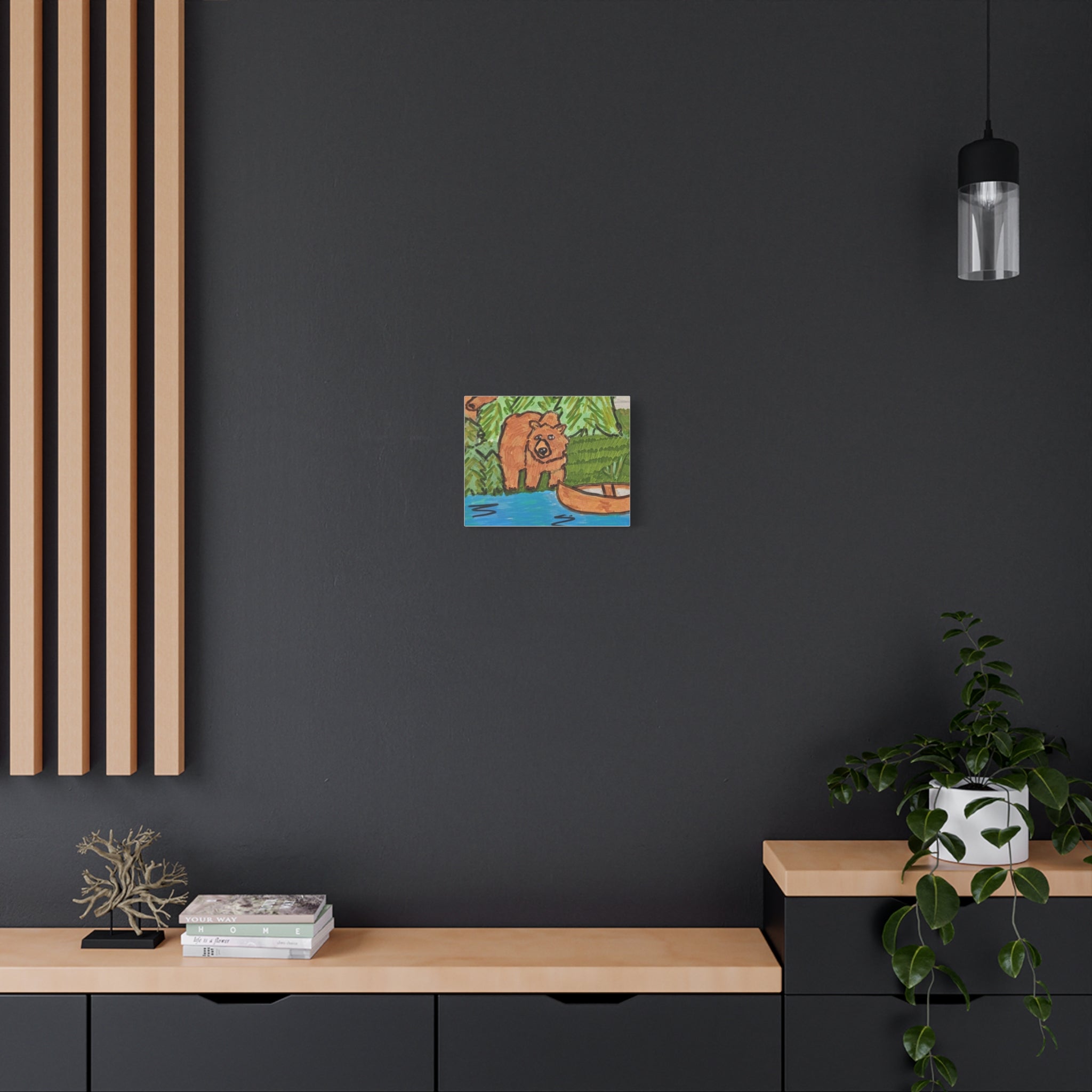 Whimsy Grr | Cabin Bear Matte Canvas Wall Art