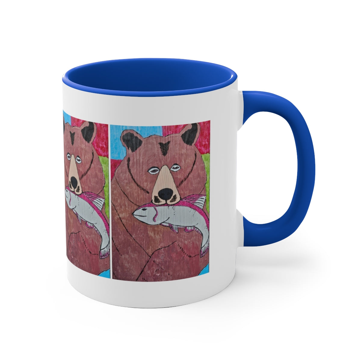 11oz Accent Mug grizz with a fish