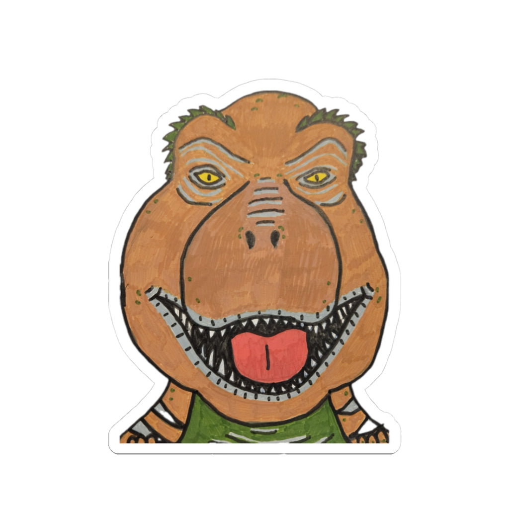 Rexalty the T-Rex Sticker — Funny Cartoon Dinosaur Kiss-Cut Vinyl Sticker