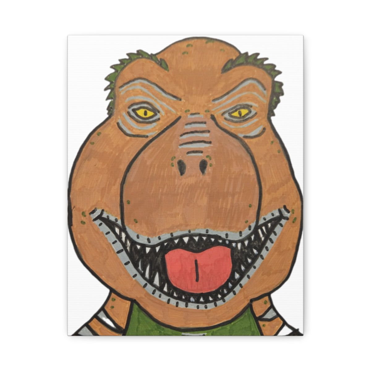 Rexalty the Tea Rex Matte Canvas Art — Funny Dinosaur Illustration Wall Decor, Stretched