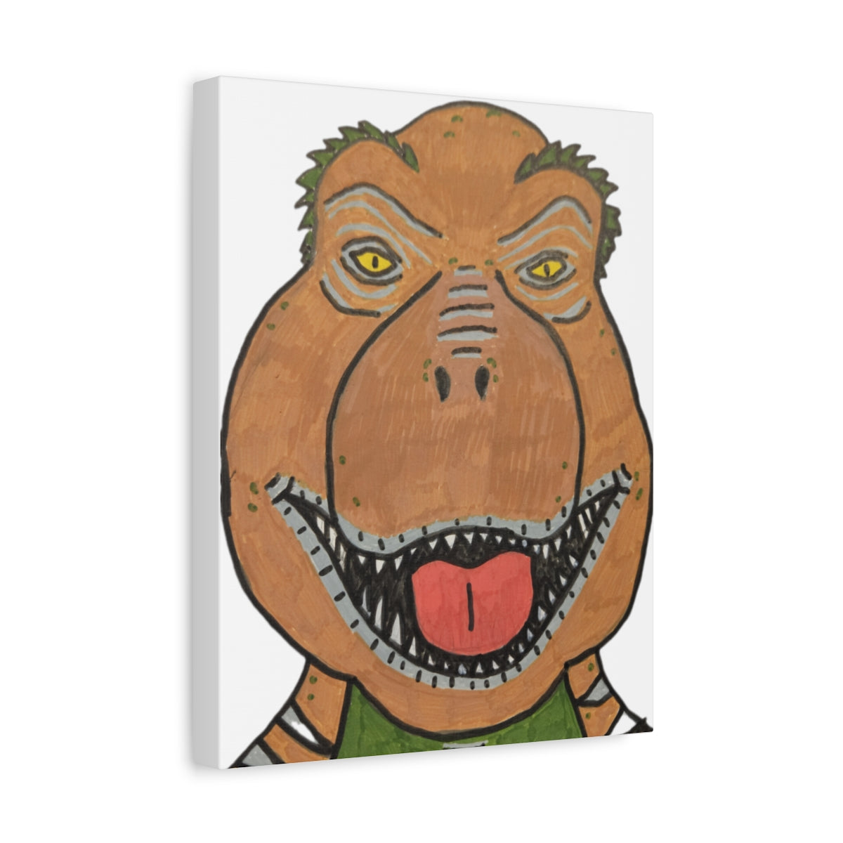 Rexalty the Tea Rex Matte Canvas Art — Funny Dinosaur Illustration Wall Decor, Stretched