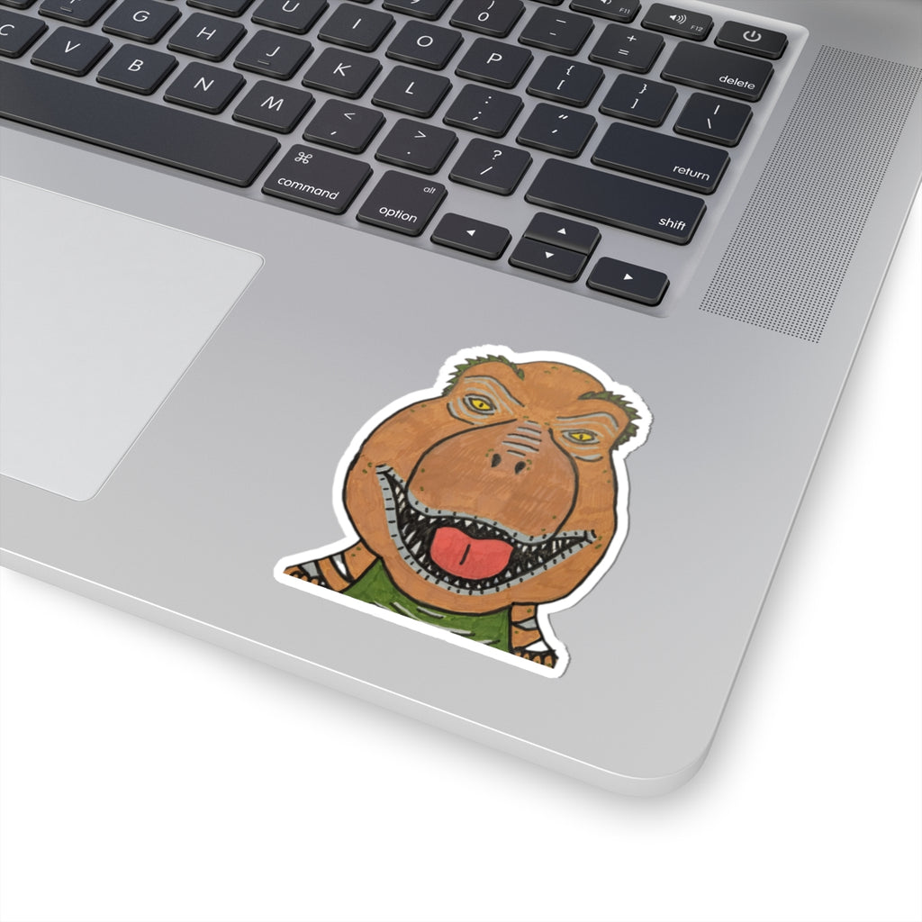 Dino Roar T-Rex Sticker — Funny Cartoon Dinosaur Kiss-Cut Vinyl Sticker