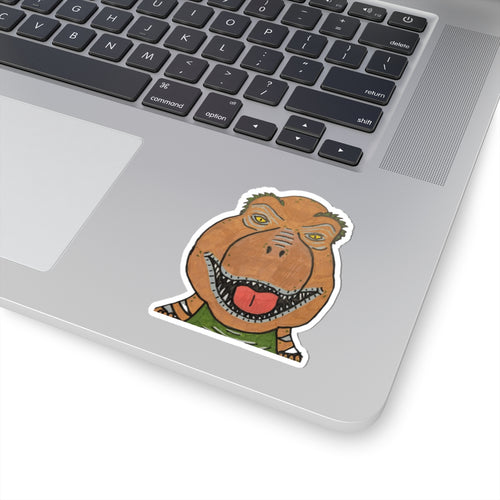Dino Roar T-Rex Sticker — Funny Cartoon Dinosaur Kiss-Cut Vinyl Sticker