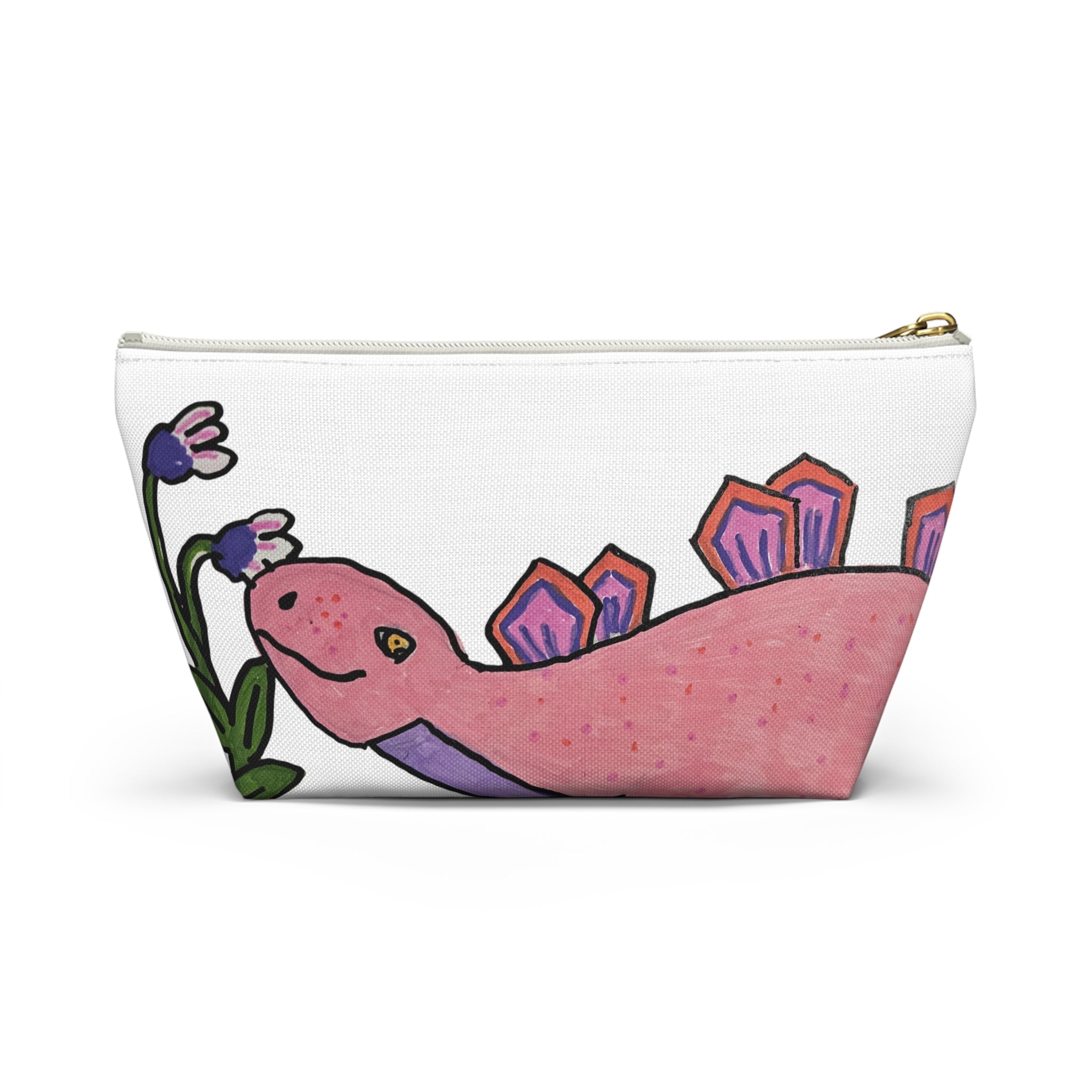 Pinky the Pink Stegosaurus Accessory Pouch — Cute Dino Makeup & Travel Bag