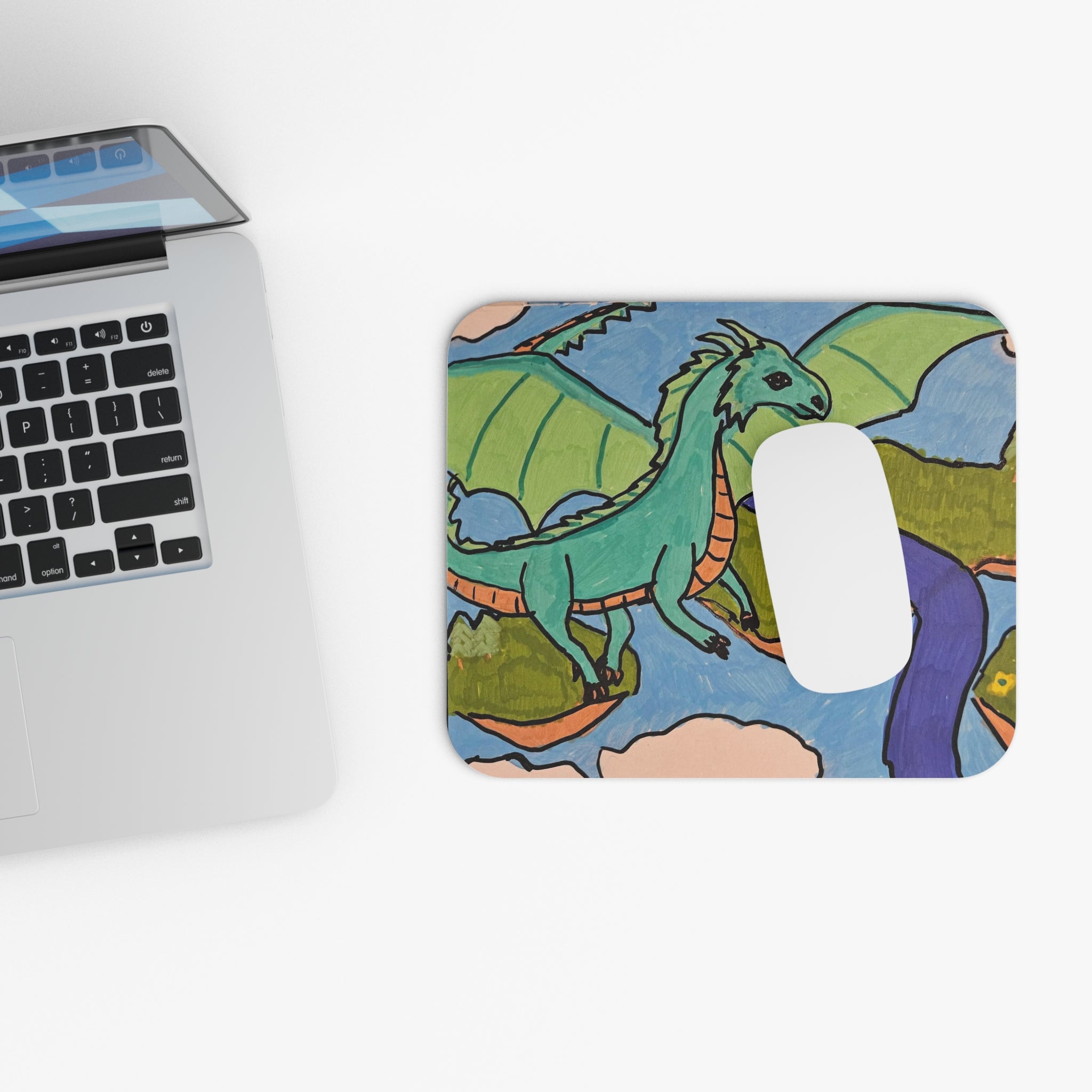 Dragon Landscape Mouse Pad — Epic Fantasy Dragon Desk Mat
