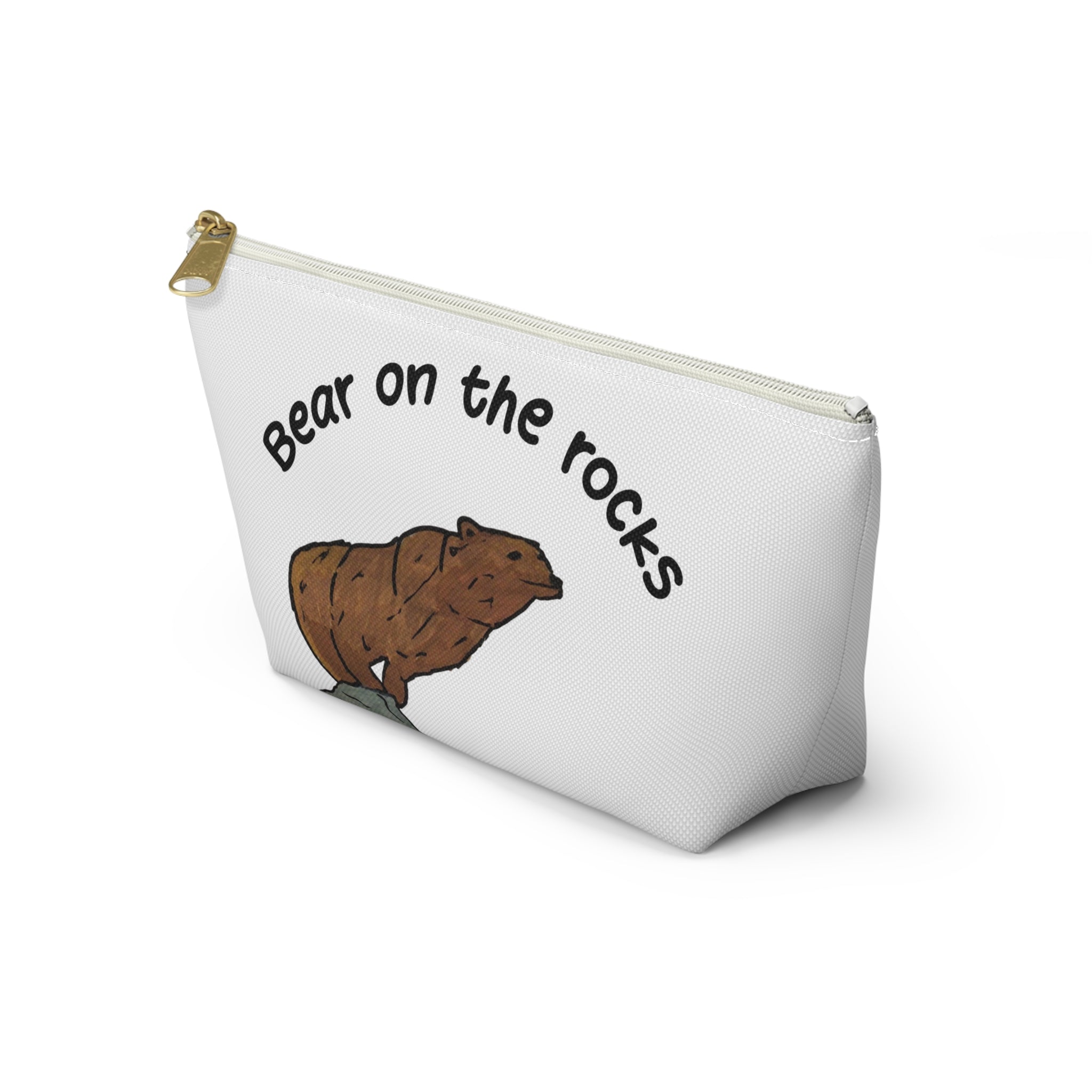 Whimsy Grr | Bear on the Rocks Accessory Pouch — Cute Wildlife Makeup & Travel Bag