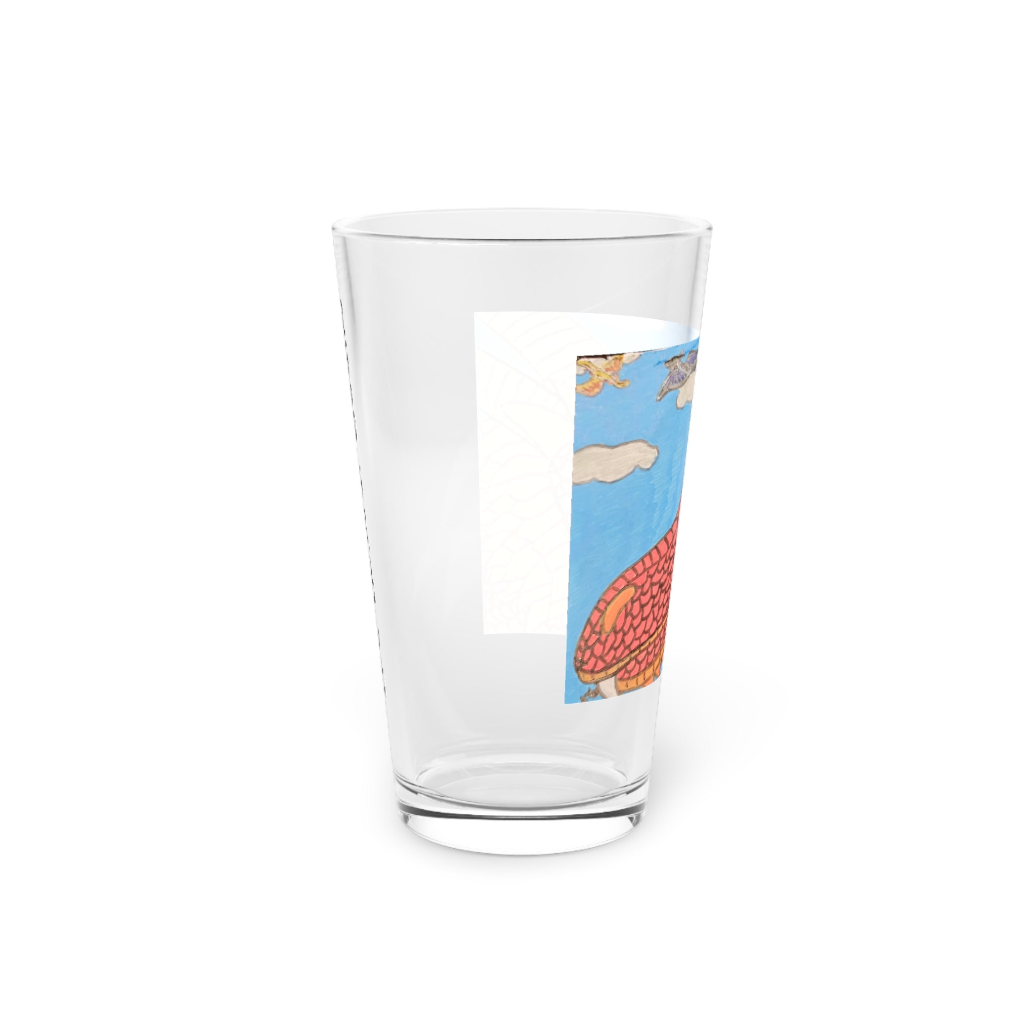 Dragon Sky — 16oz Fantasy Beer Glass with Colorful Red Dragon Design