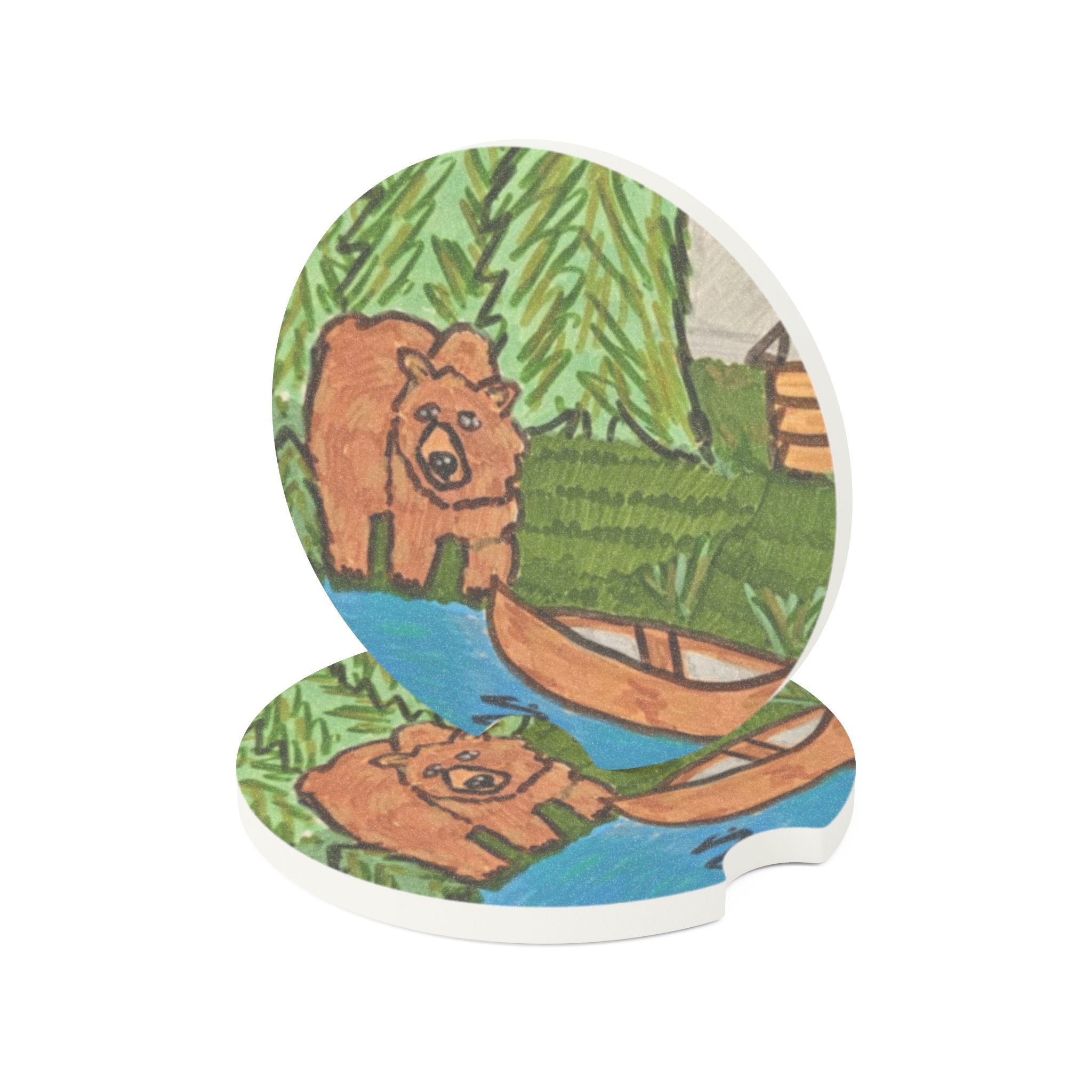 Whimsy Grr | Cabin Bear Soapstone Car Coaster