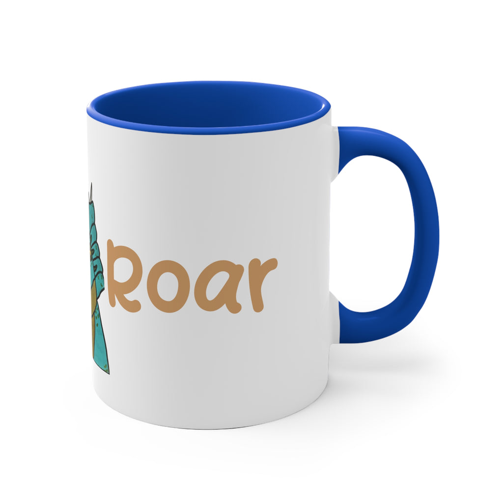 Dino Roar Accent Mug — Cute Triceratops Illustration Coffee Cup (11oz)
