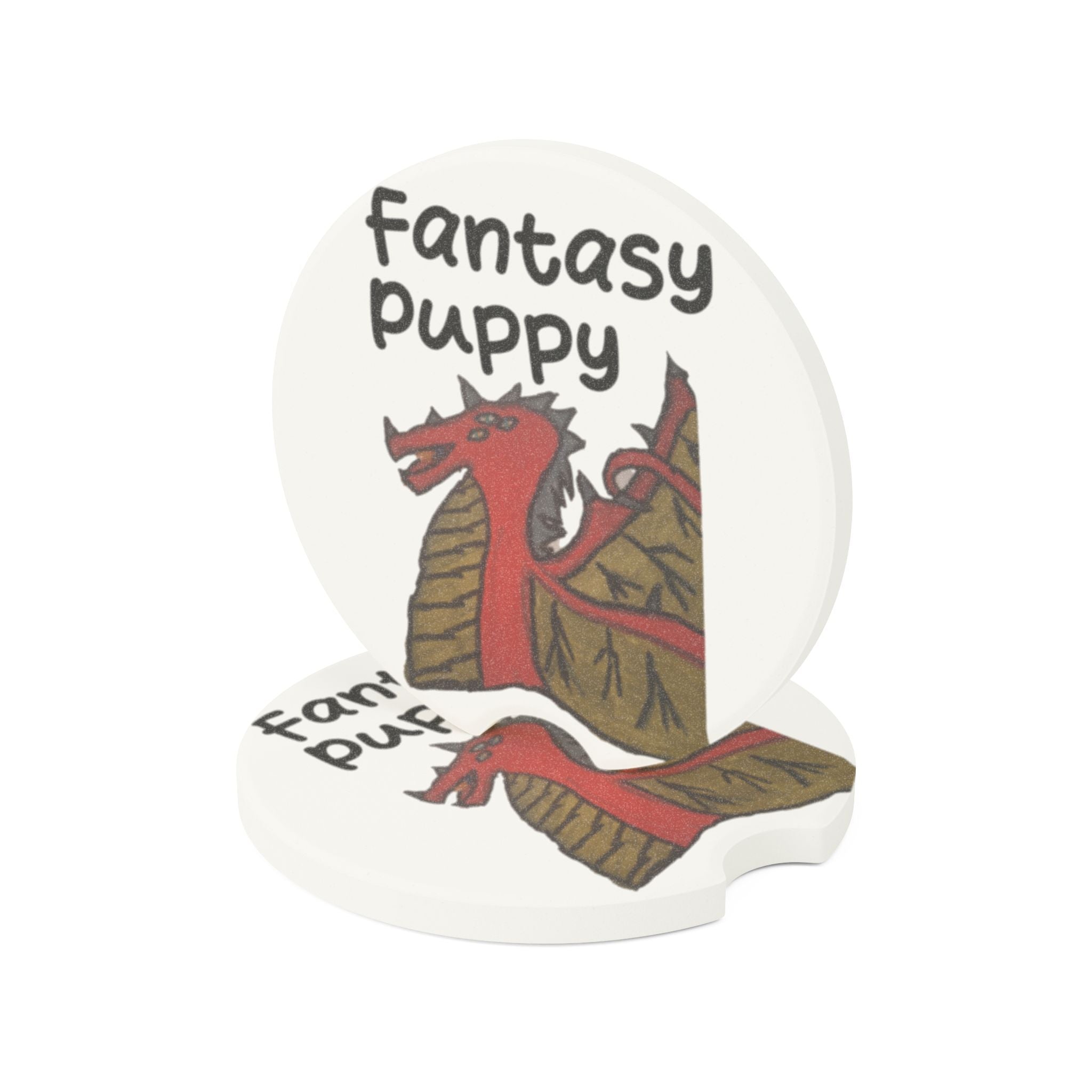 Dragon Landscape Soapstone Car Coaster — Fantasy Dragon Car Cup Holder Insert