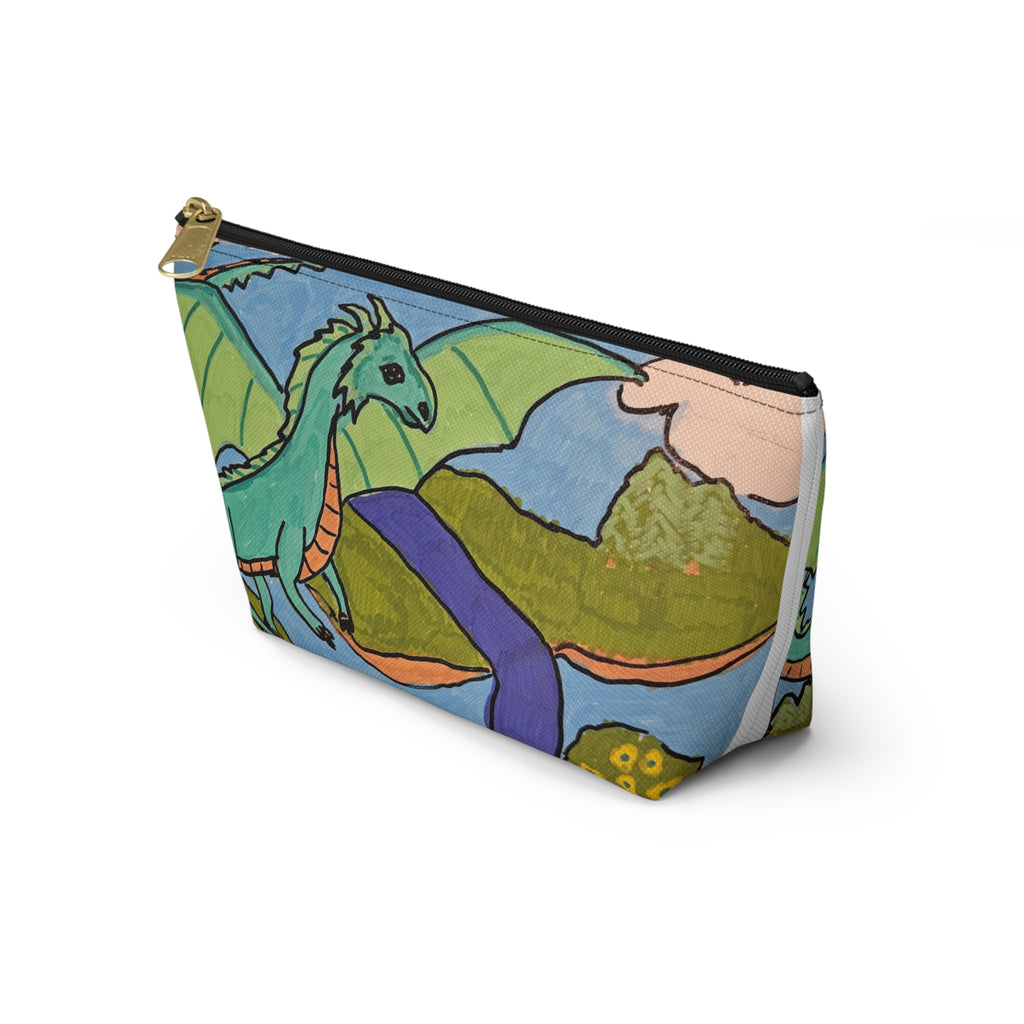 Dragon Landscape Accessory Pouch — T‑Bottom Makeup & Travel Organizer