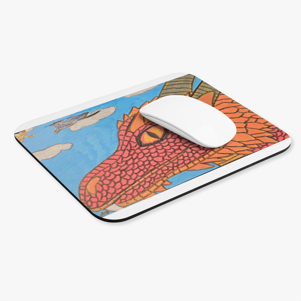 Dragon Sky Mouse Pad — Whimsical Fantasy Dragon Desk Mat