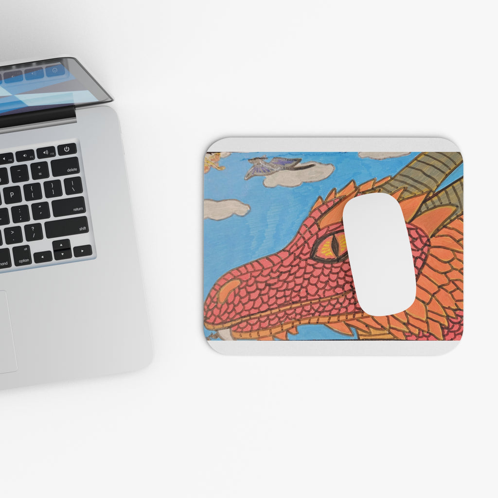 Dragon Sky Mouse Pad — Whimsical Fantasy Dragon Desk Mat