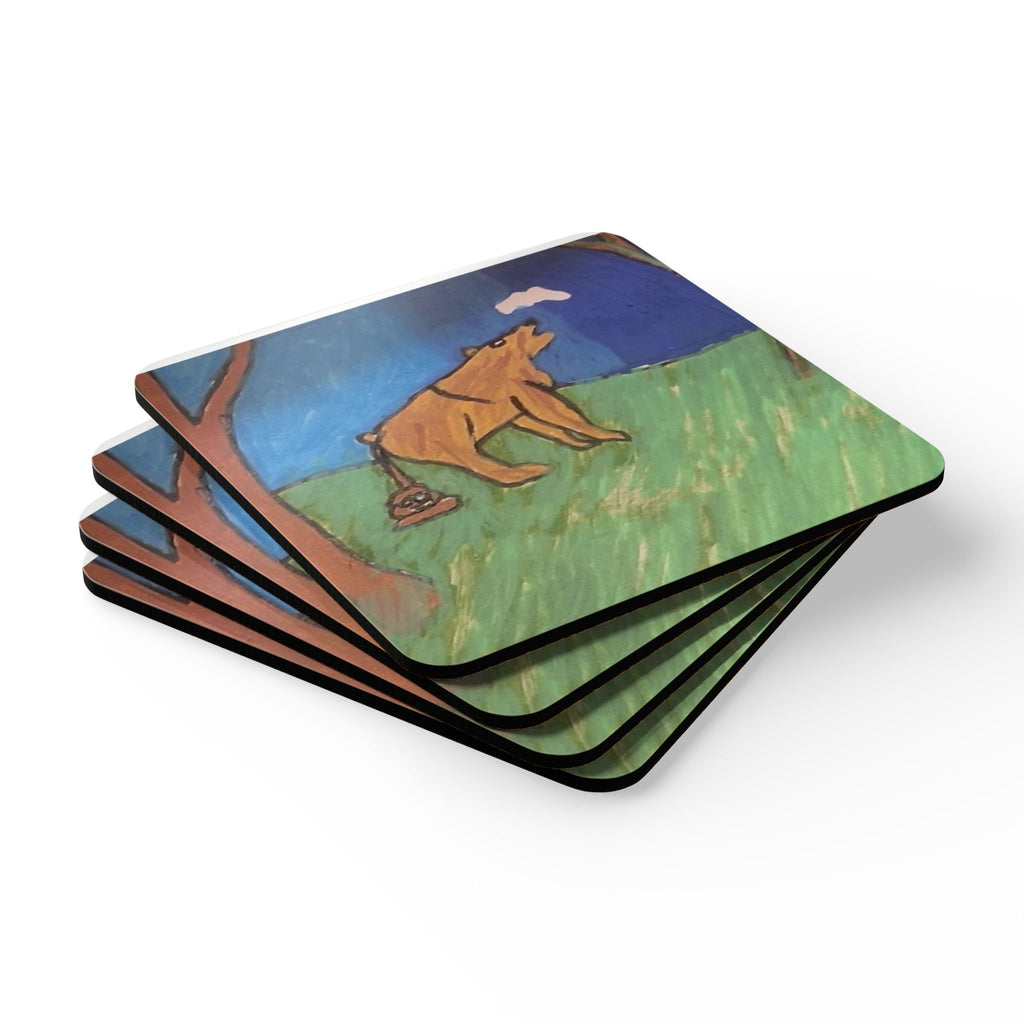 Whimsy Grr | Bear in the Woods Cork Coaster Set
