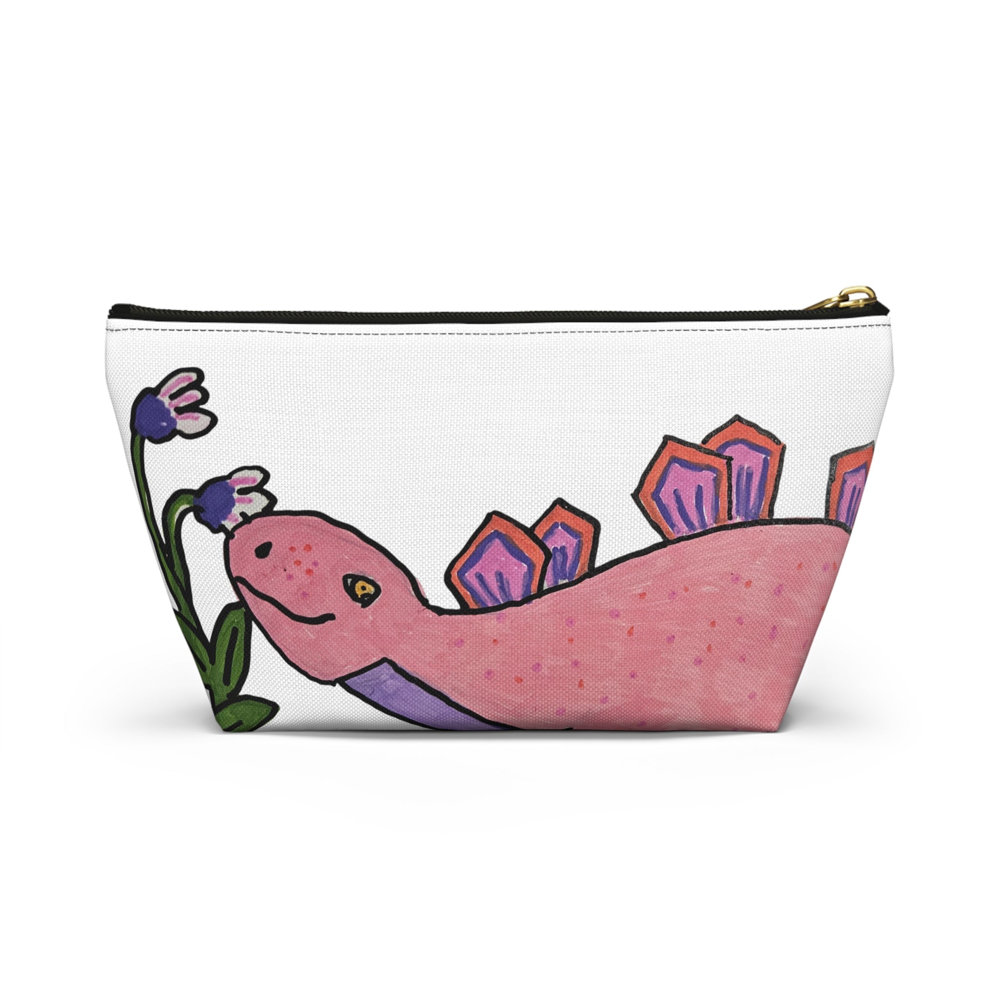 Pinky the Pink Stegosaurus Accessory Pouch — Cute Dino Makeup & Travel Bag