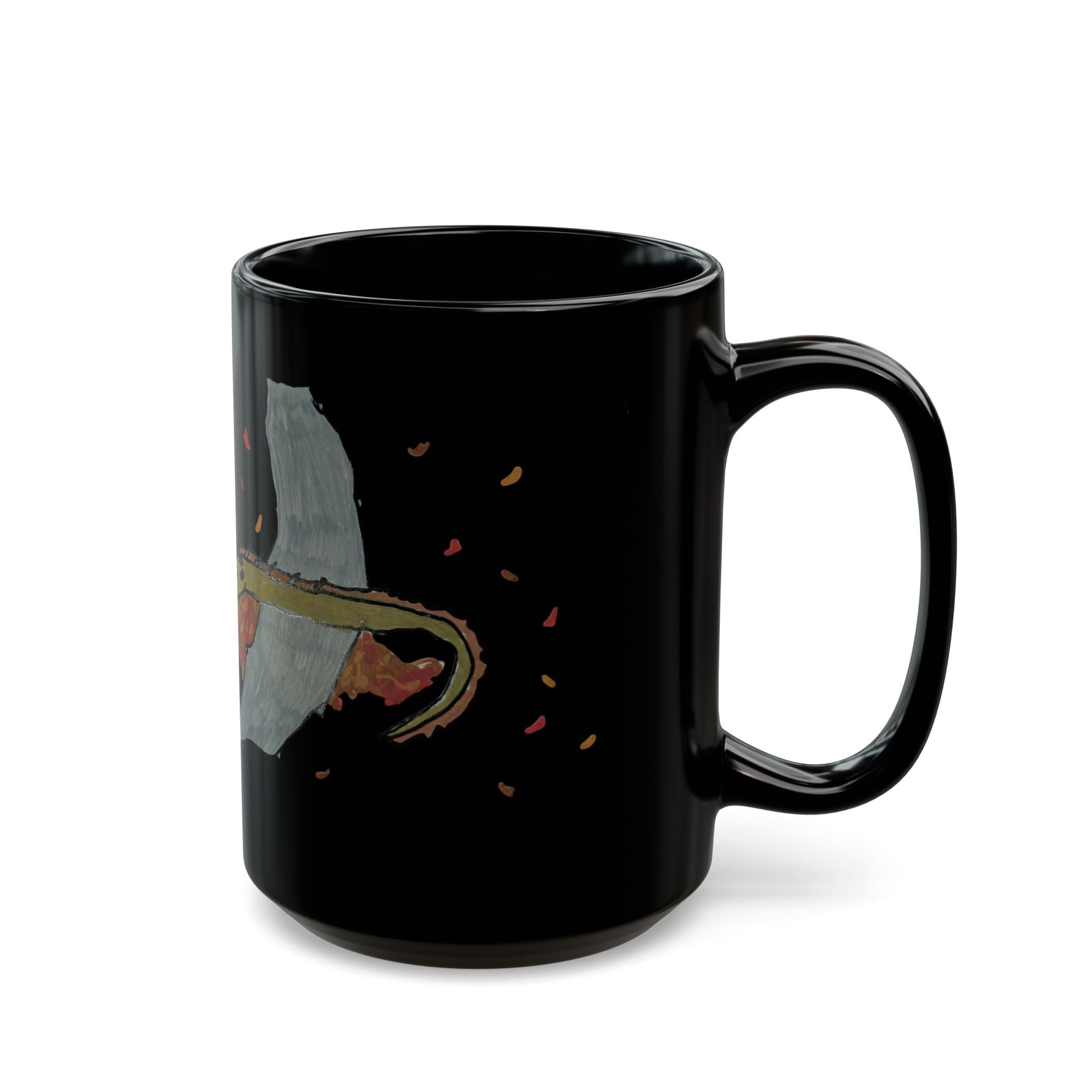 Black Ceramic Mug — Brachy Red Tree Silhouette Coffee Cup (11oz/15oz)