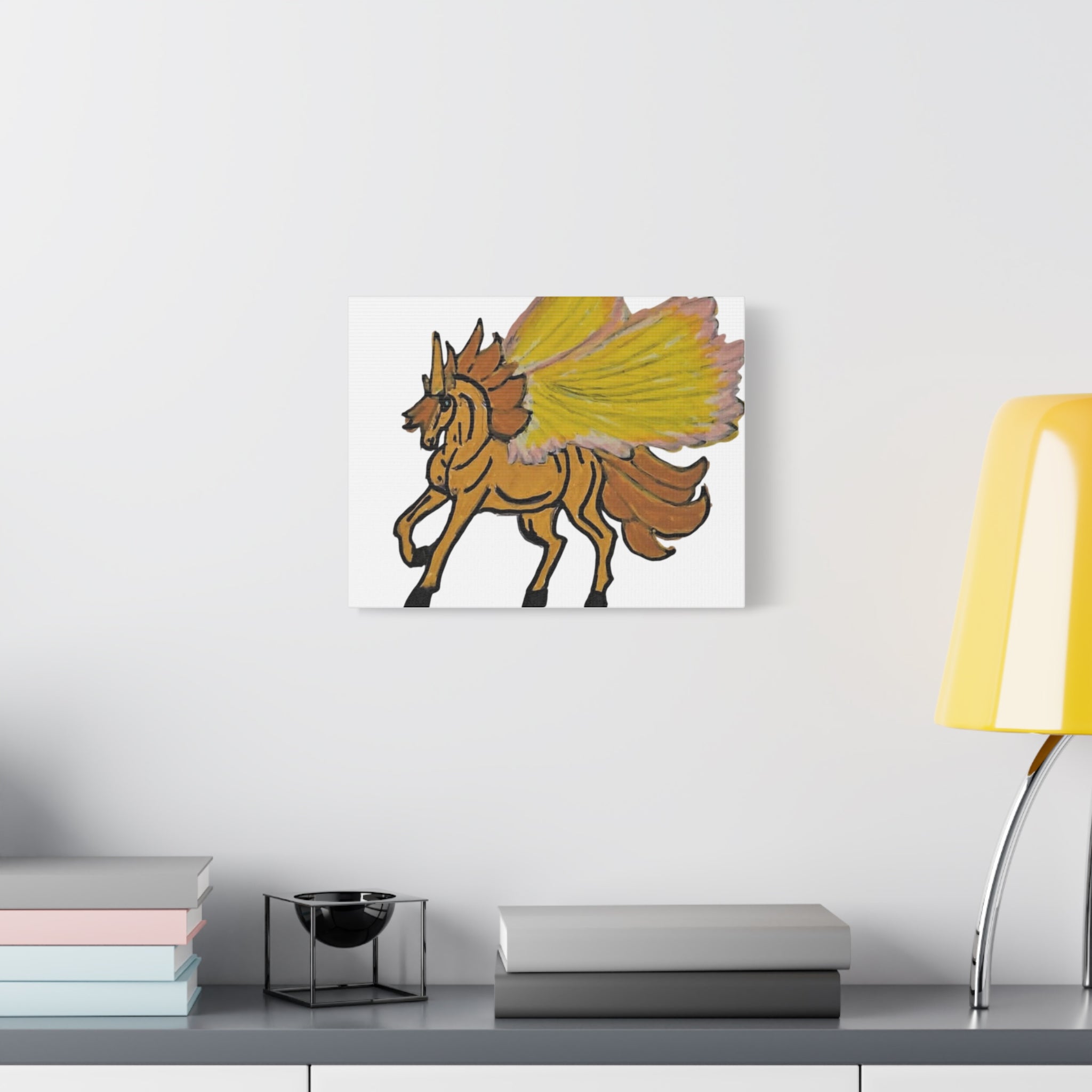 Golden Pegasus Canvas Print — Whimsical Winged Horse Wall Art