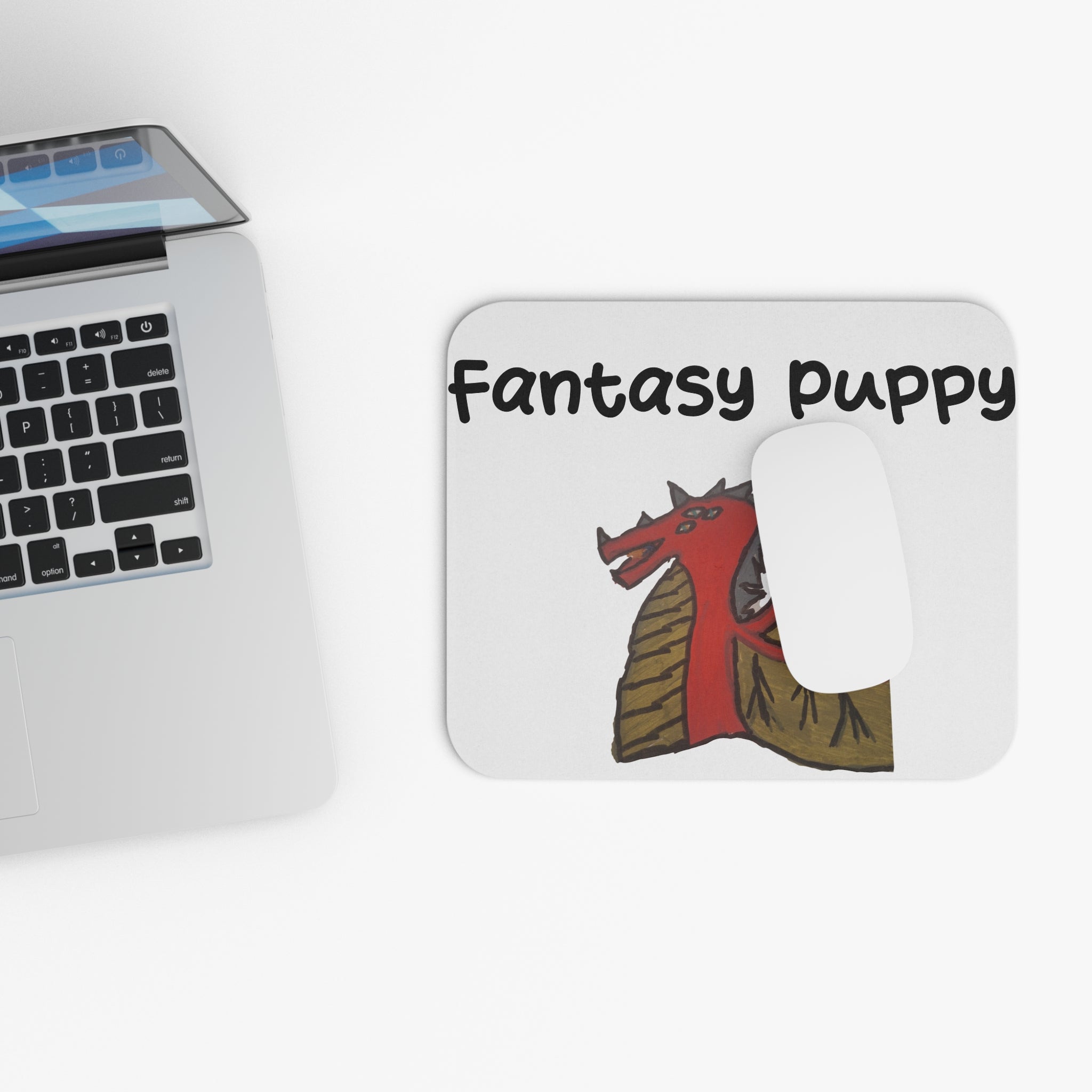 Fantasy Puppy Mouse Pad — Whimsical Dog Illustration Desk Mat