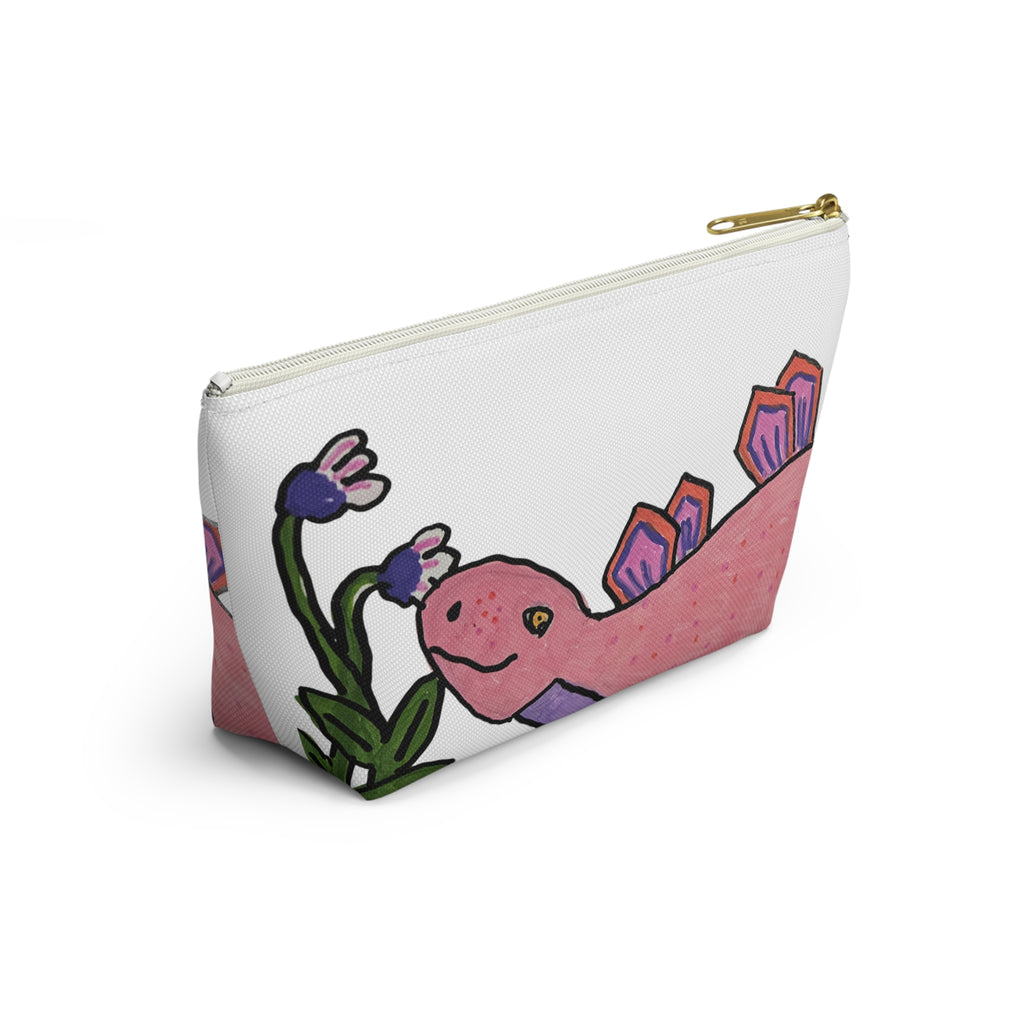 Pinky the Pink Stegosaurus Accessory Pouch — Cute Dino Makeup & Travel Bag