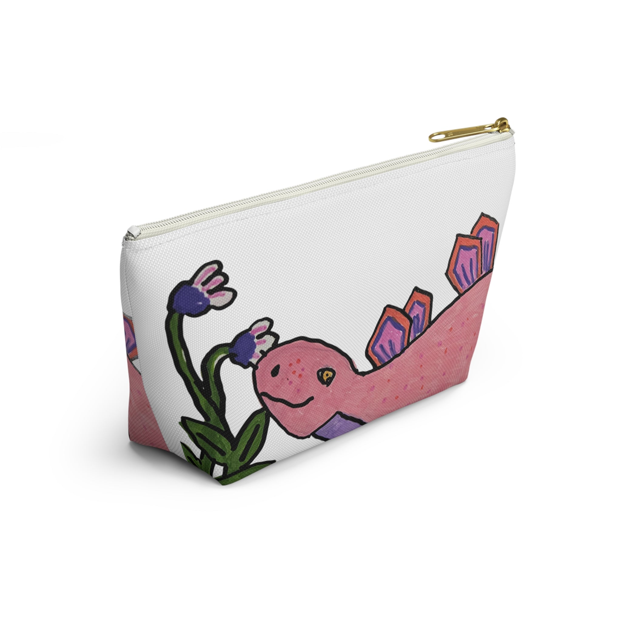 Pinky the Pink Stegosaurus Accessory Pouch — Cute Dino Makeup & Travel Bag