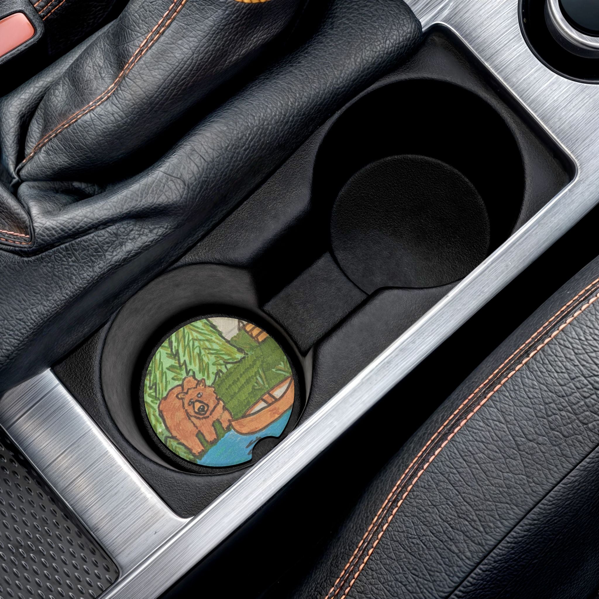 Whimsy Grr | Cabin Bear Soapstone Car Coaster