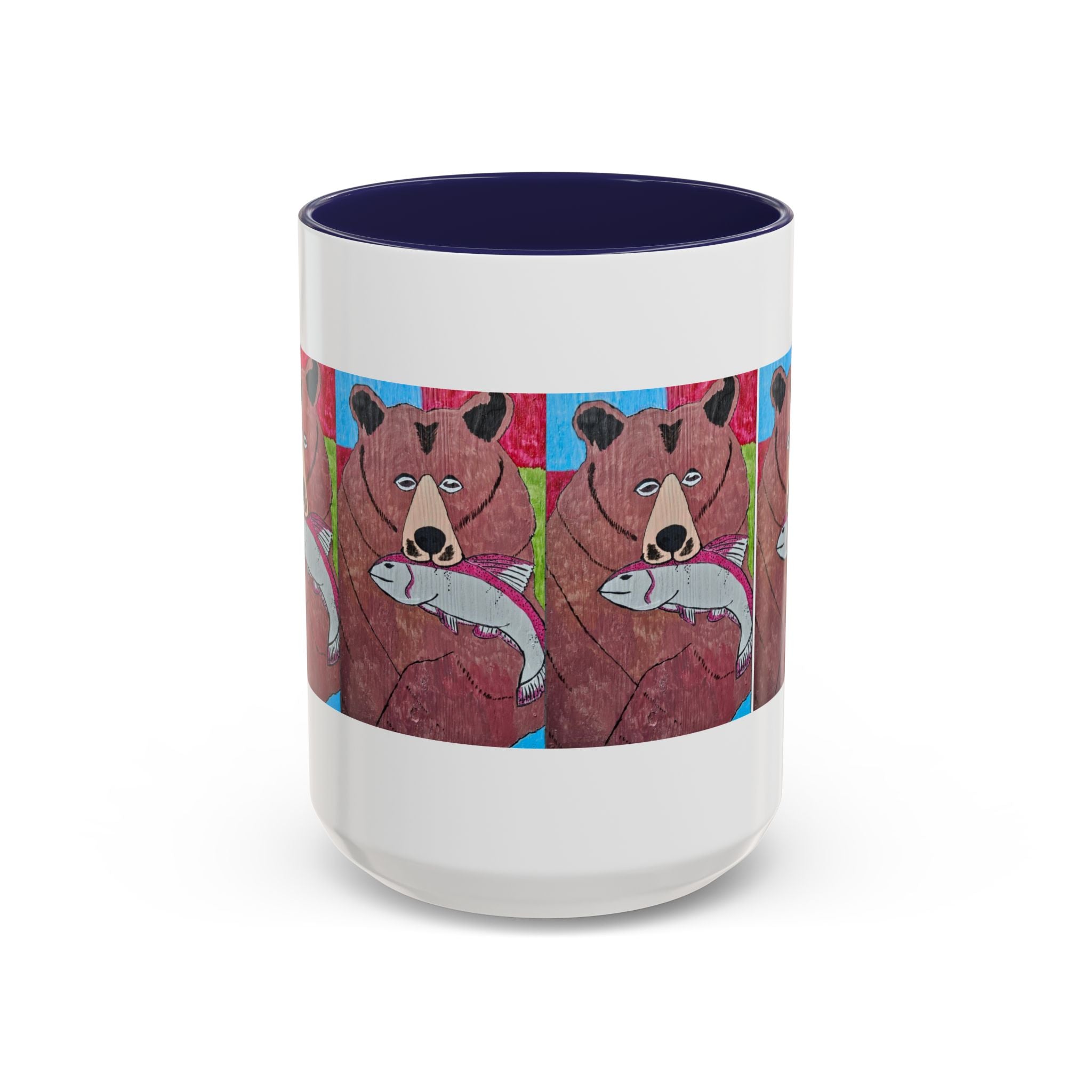Whimsy Grr | Griffish the Grizz Accent Mug (11oz & 15oz) — Grizz with a Fish Coffee Mug