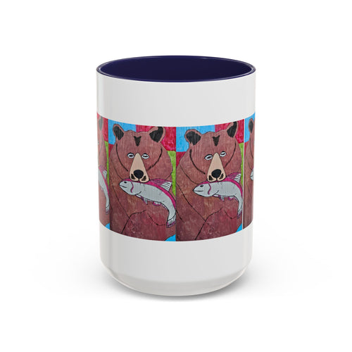 11oz Accent Mug grizz with a fish