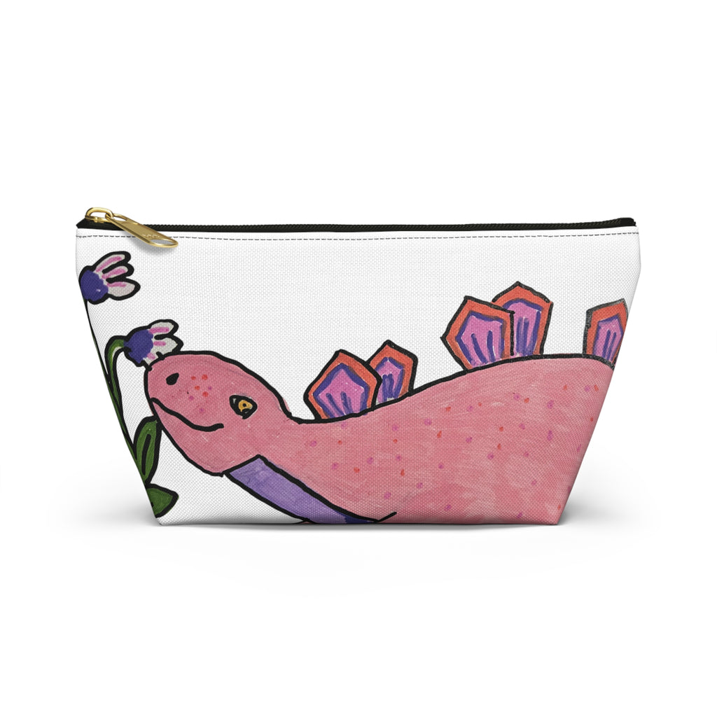 Pinky the Pink Stegosaurus Accessory Pouch — Cute Dino Makeup & Travel Bag
