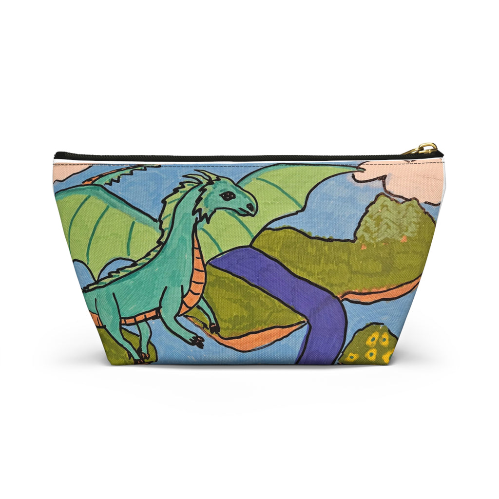 Dragon Landscape Accessory Pouch — T‑Bottom Makeup & Travel Organizer